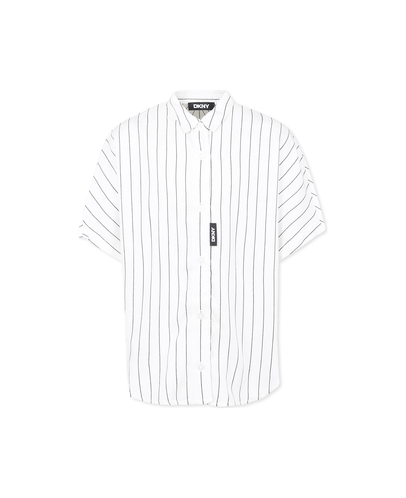 DKNY White Shirt For Girl With Logo - White
