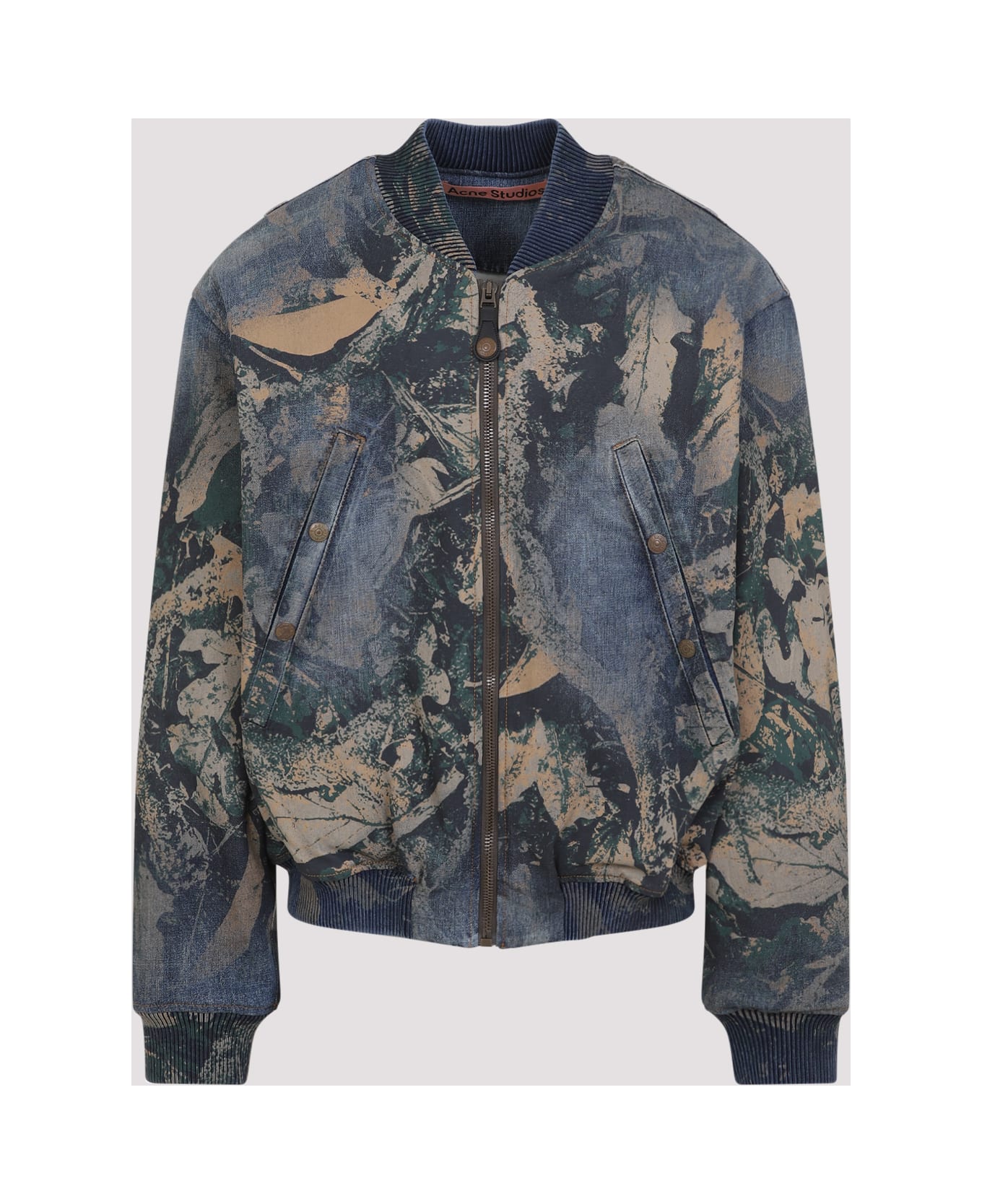 Acne Studios Denim Bomb Jacket With Camo Details - Brown