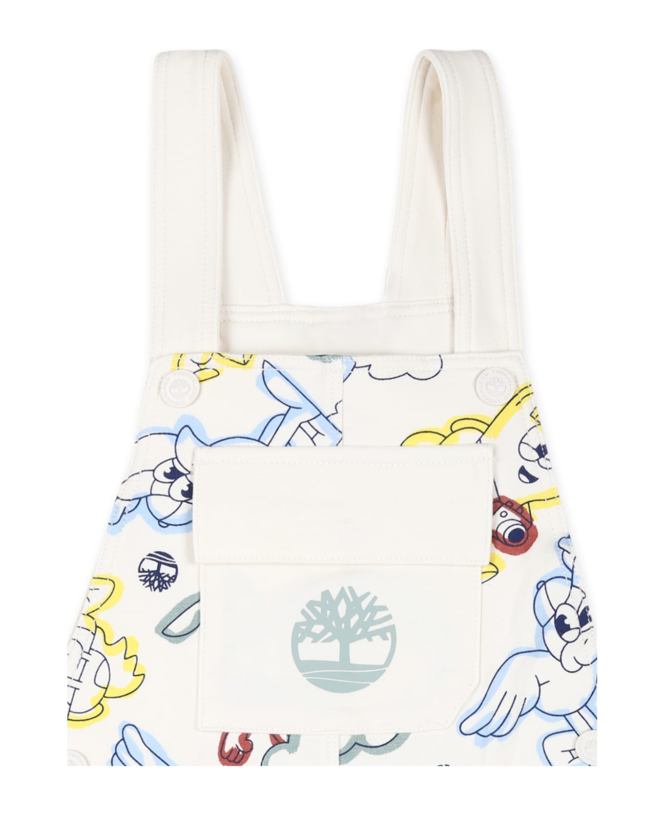 Timberland Ivory Dungarees For Baby Boy With Tree And Print - Ivory