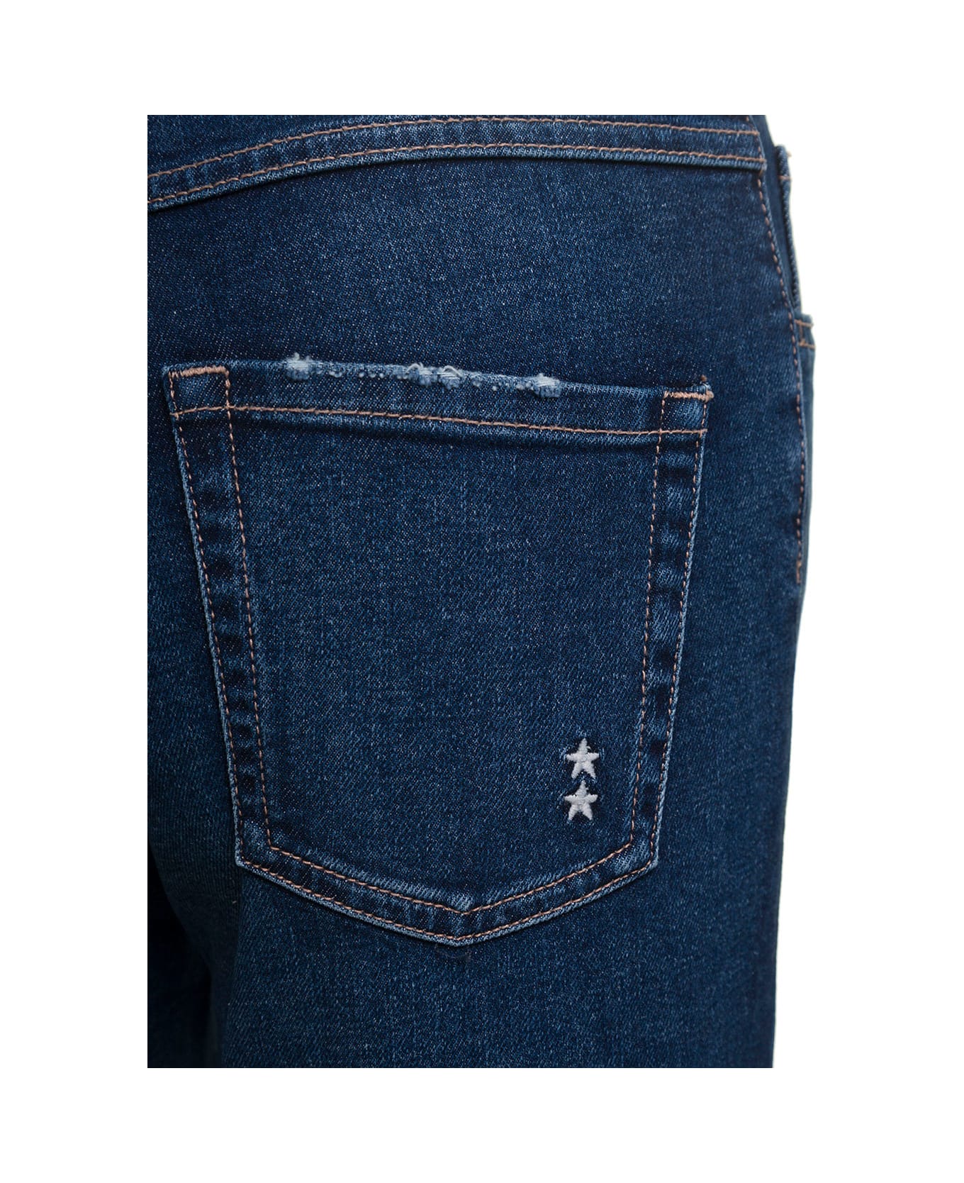 Icon Denim 'pam' Blue Five-pockets Flared Jeans In Cotton Blend Denim Woman - Blu