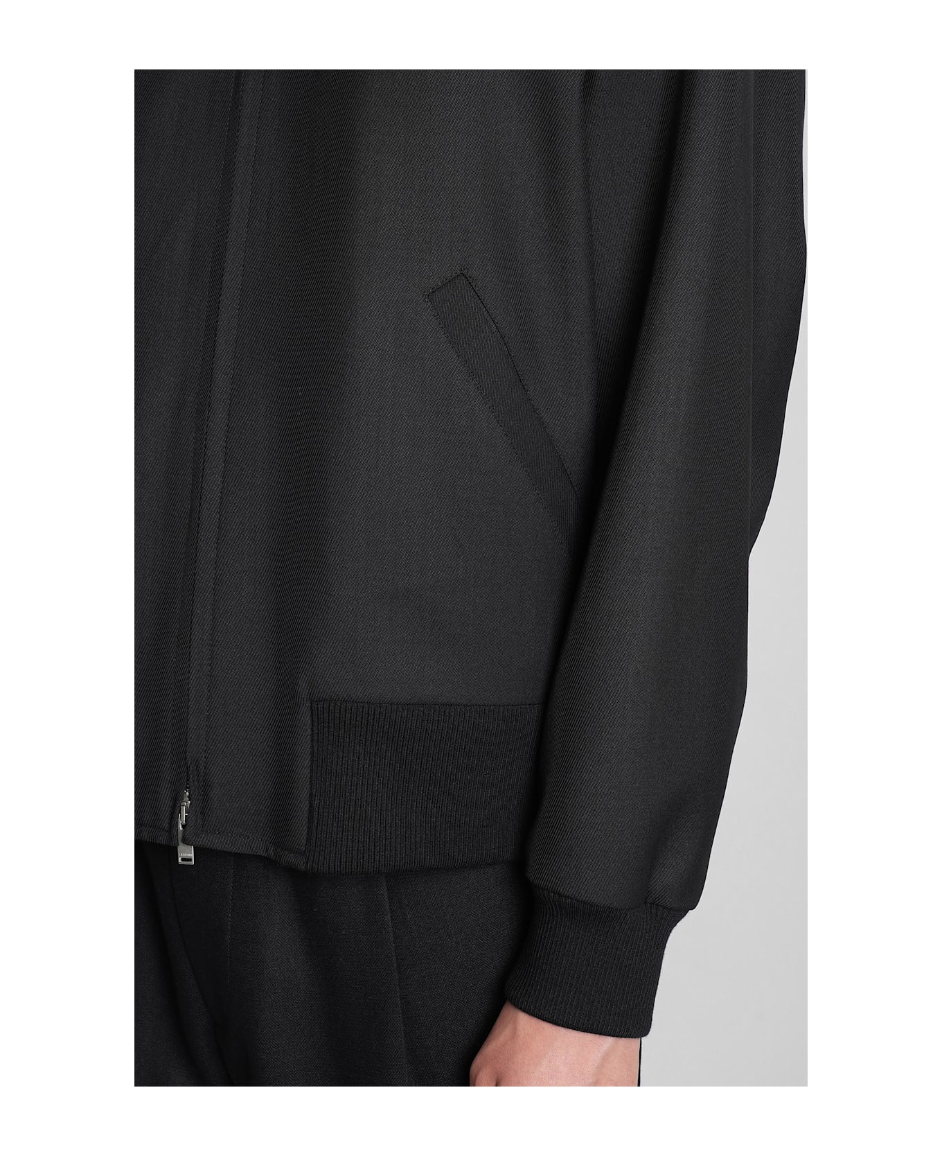 Lardini Bomber Jacket In Black Wool - black