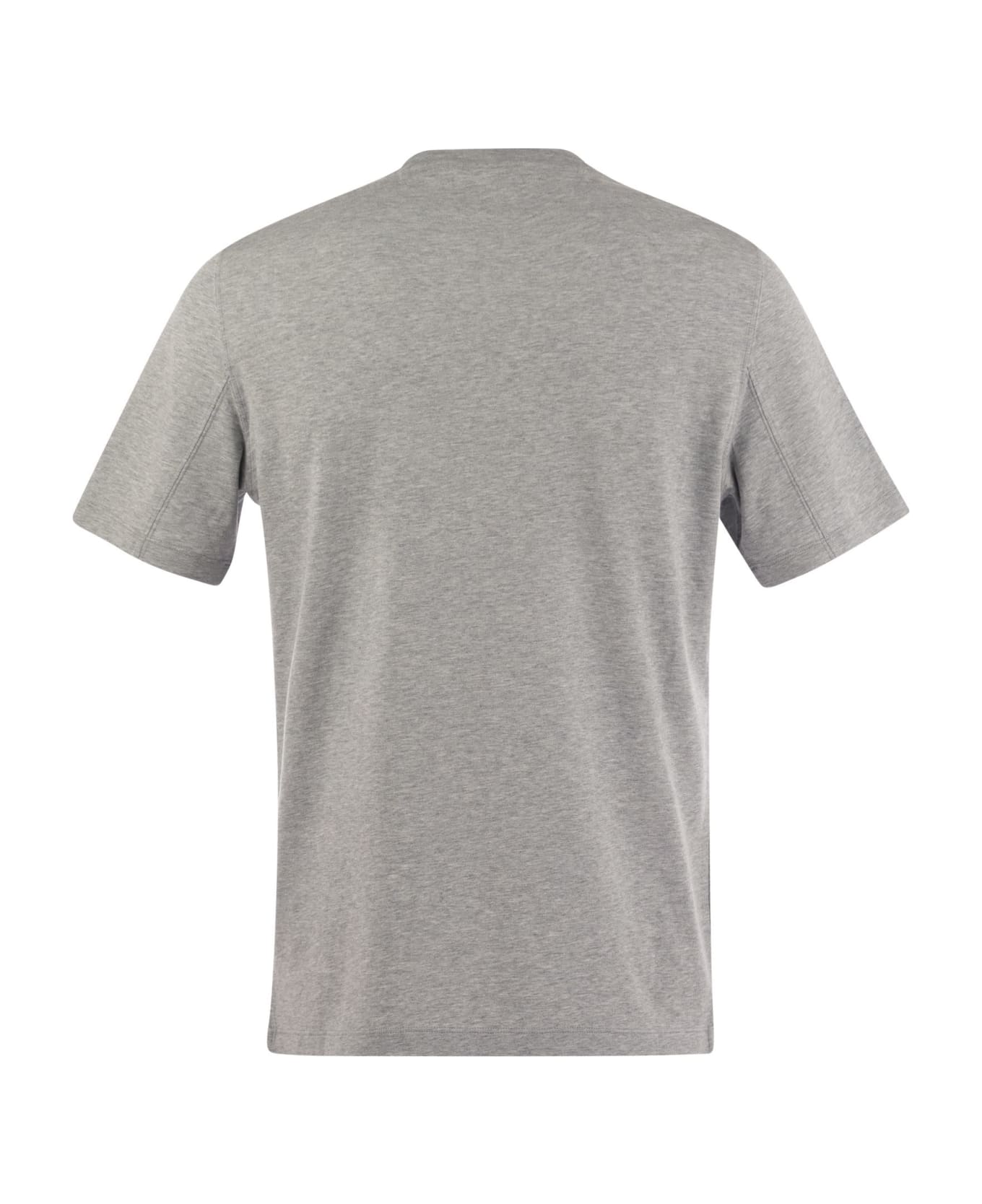 Brunello Cucinelli Crew-neck Cotton Jersey T-shirt With Print - Light Grey