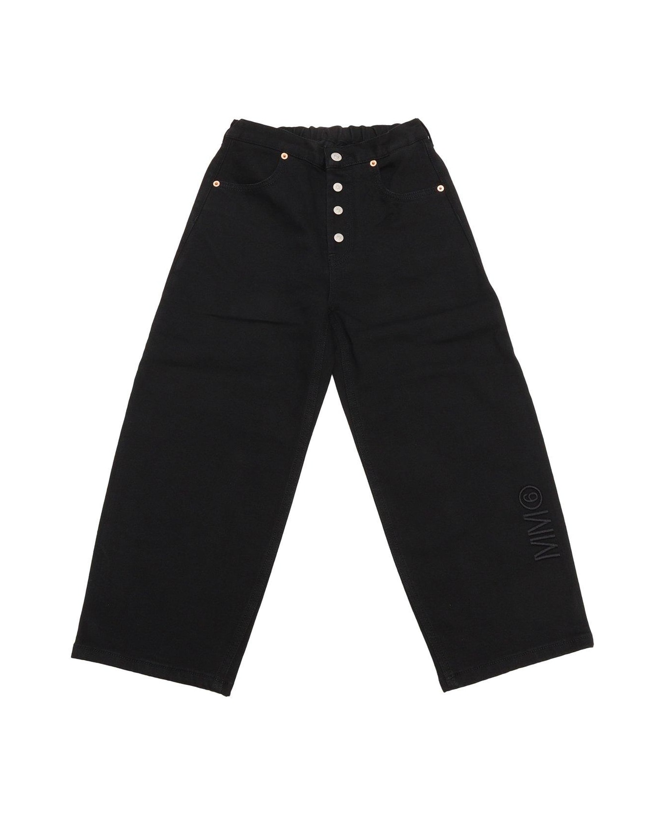 MM6 Maison Margiela Logo Embroidered Straight Leg Jeans - Black