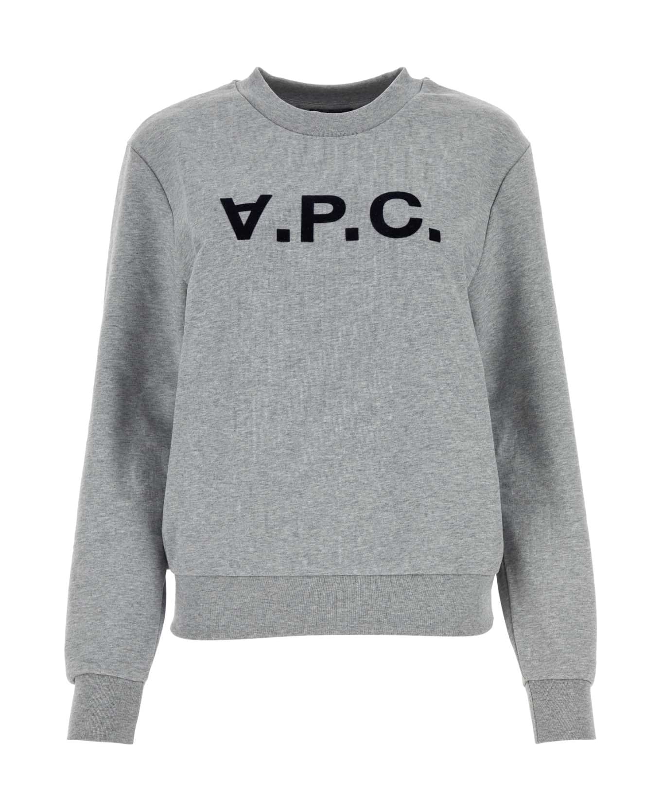 A.P.C. Melange Grey Cotton Sweatshirt - GRICHIDARNAV
