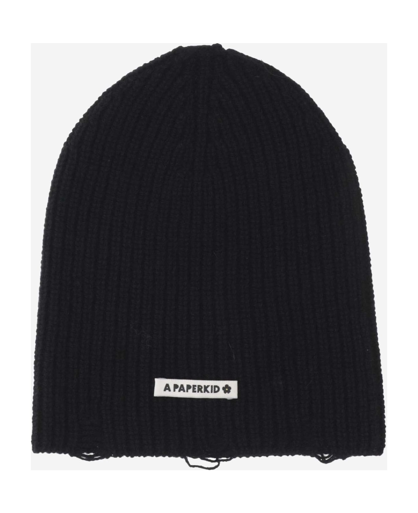 A Paper Kid Wool And Cashmere Beanie - Black
