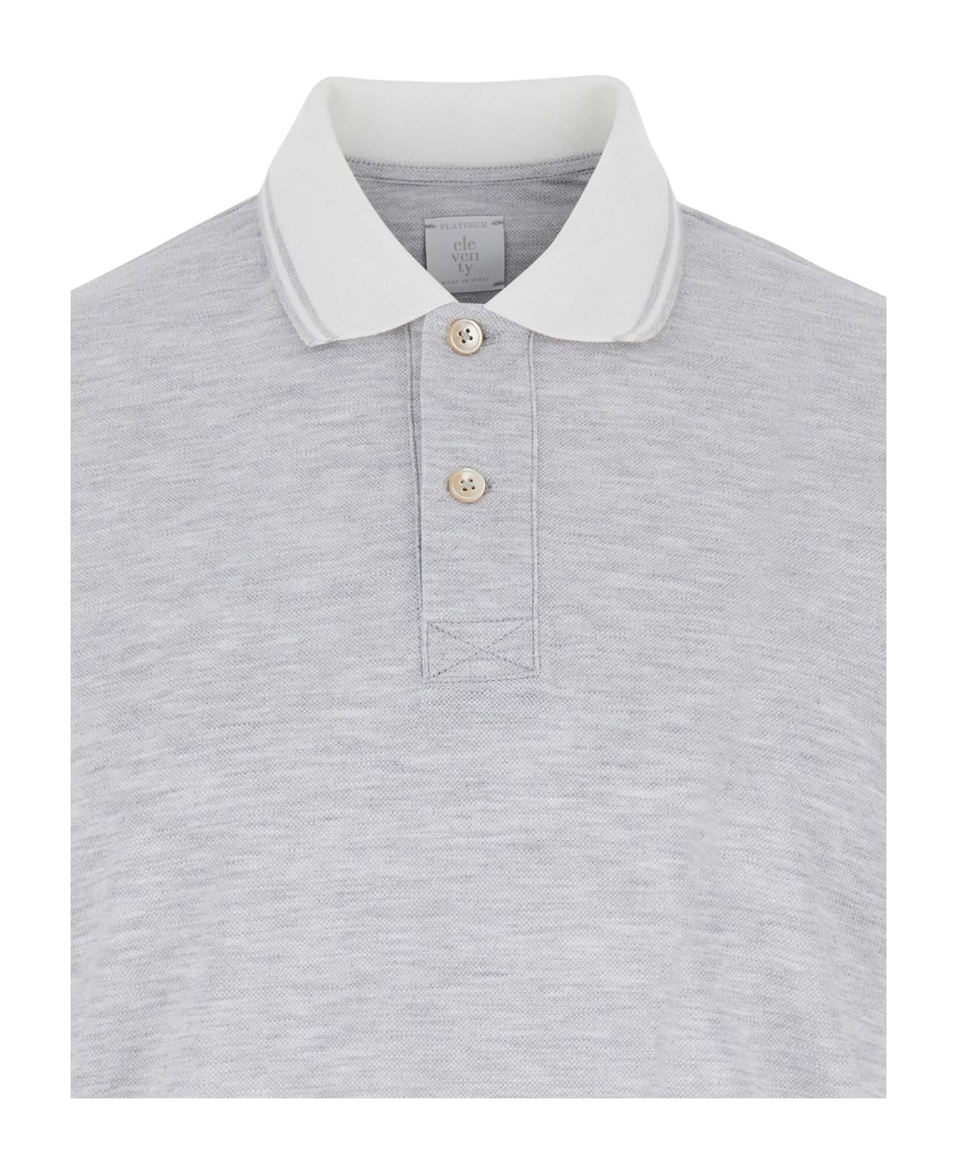Eleventy Grey Piqué-weave Polo Shirt - Grey