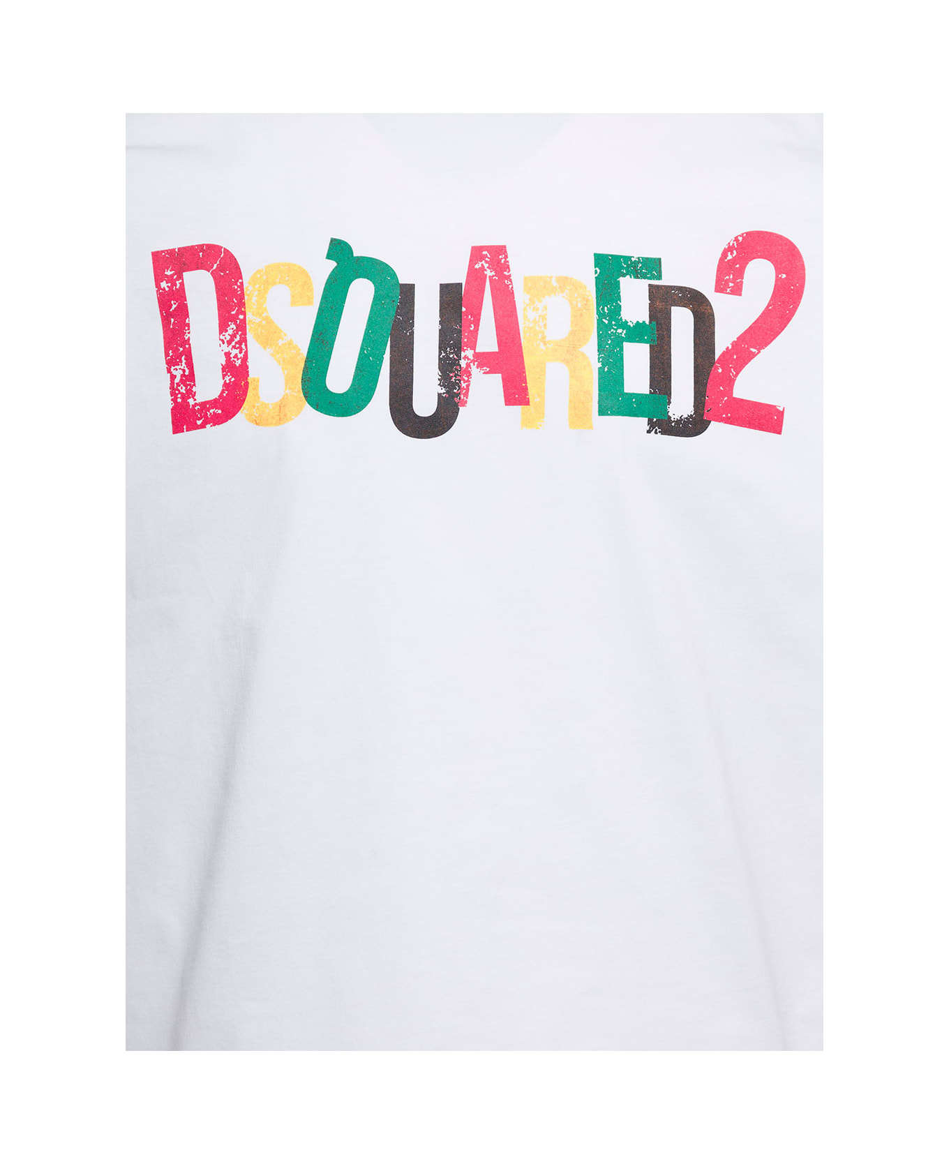 Dsquared2 White Crewneck With Printed Logo On Front In Cotton Woman - White