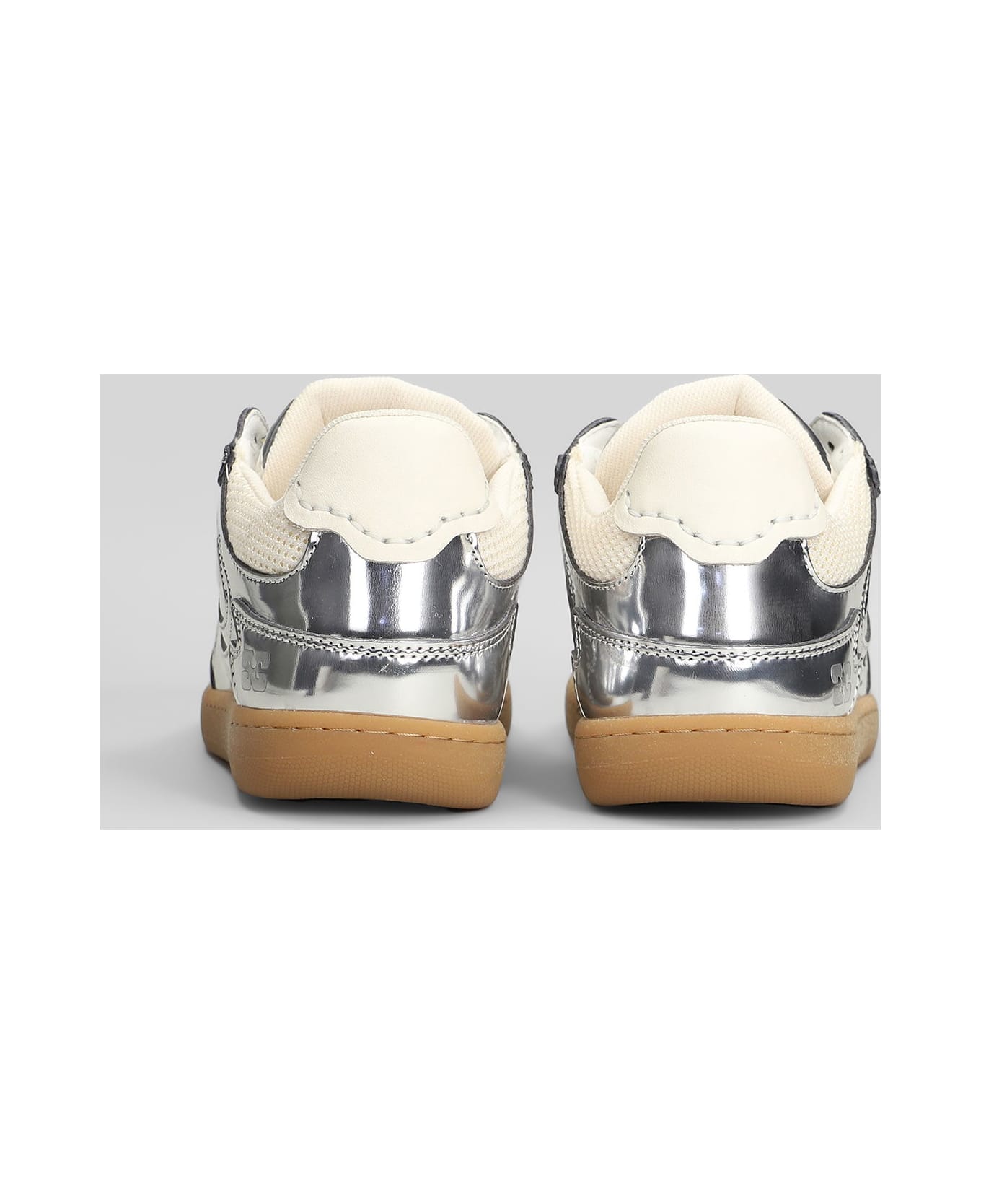 Ganni 08 Specchio Sneakers In Silver Leather - silver