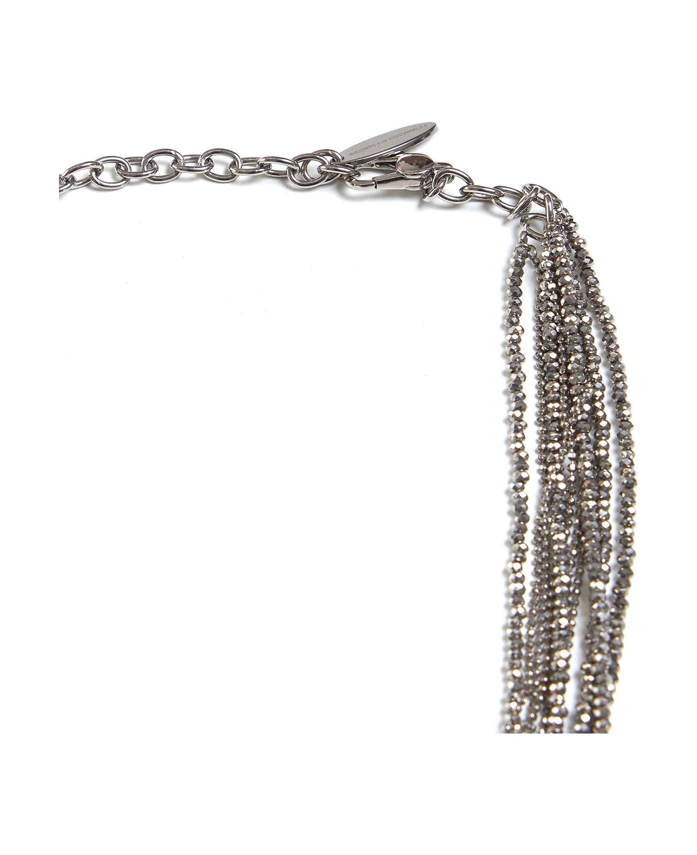 Brunello Cucinelli Vetro Bead Lobster Claw Fastened Necklace - Silver