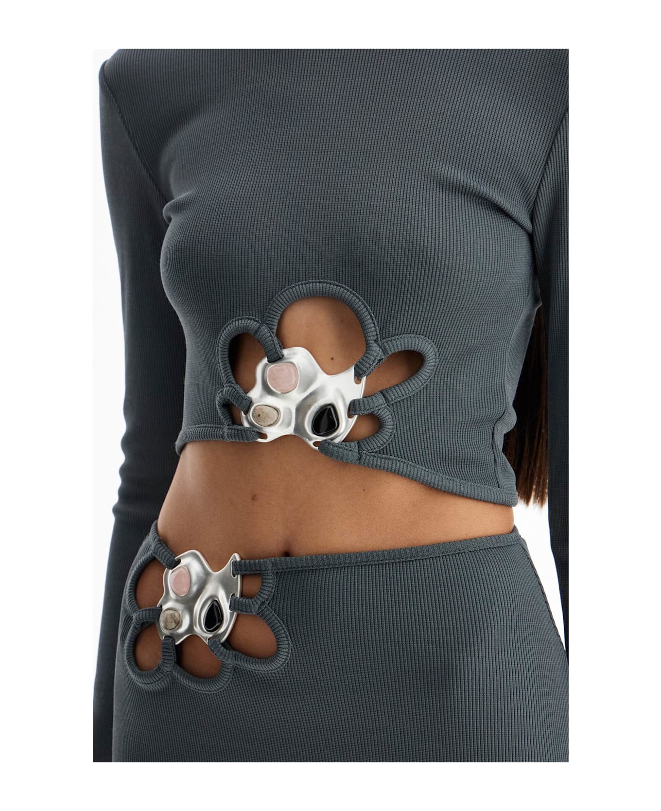 Christopher Esber 'three Stone Crop Top Trio - STEEL (Grey)