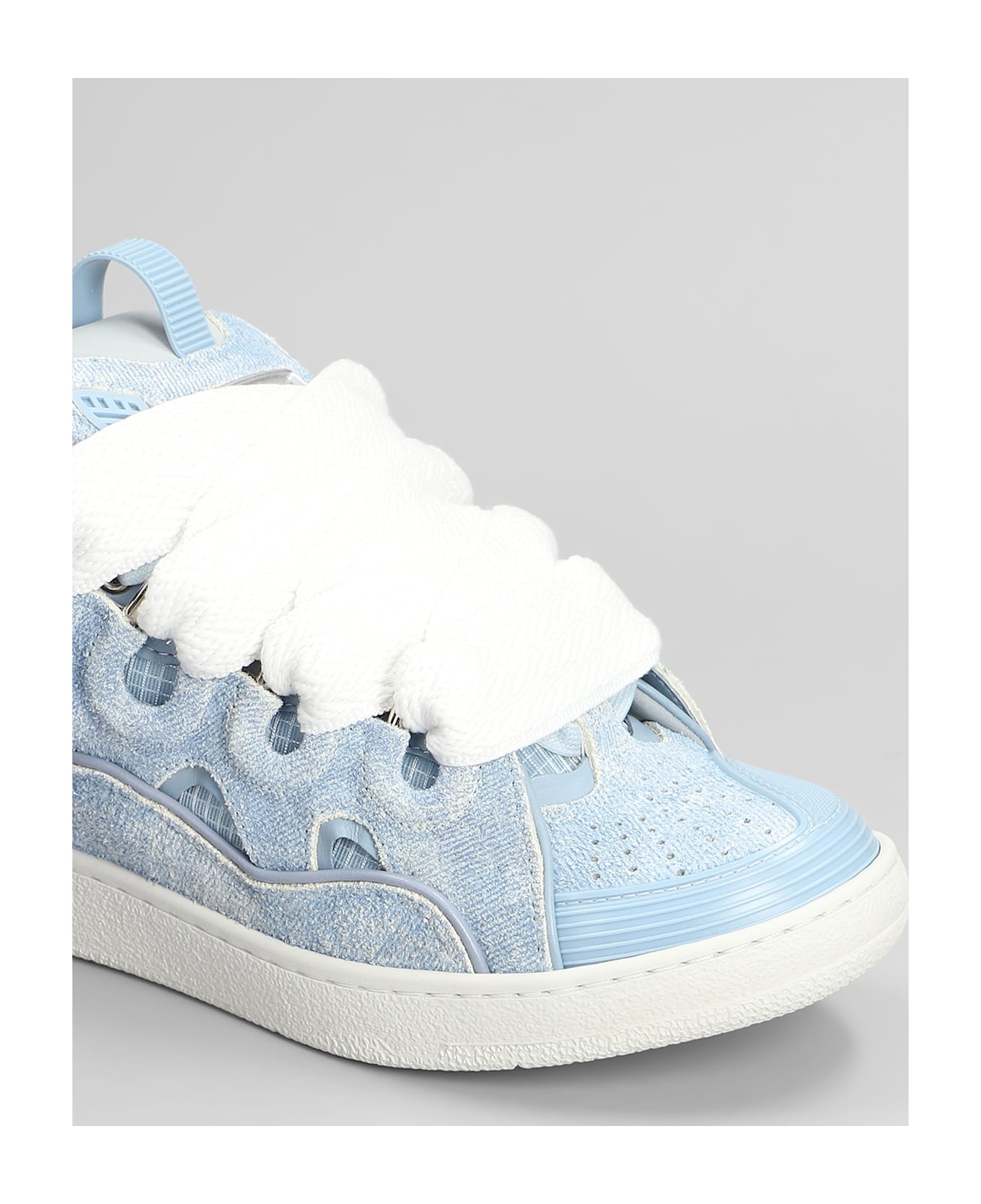 Lanvin Curb Sneakers In Cyan Leather - cyan