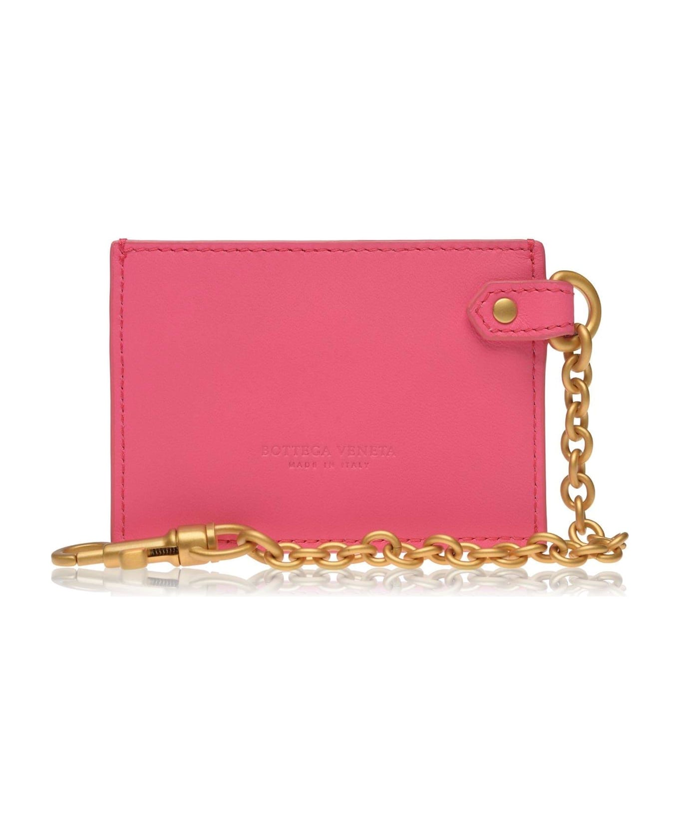 Bottega Veneta Logo Embossed Keychain Cardholder - Pink