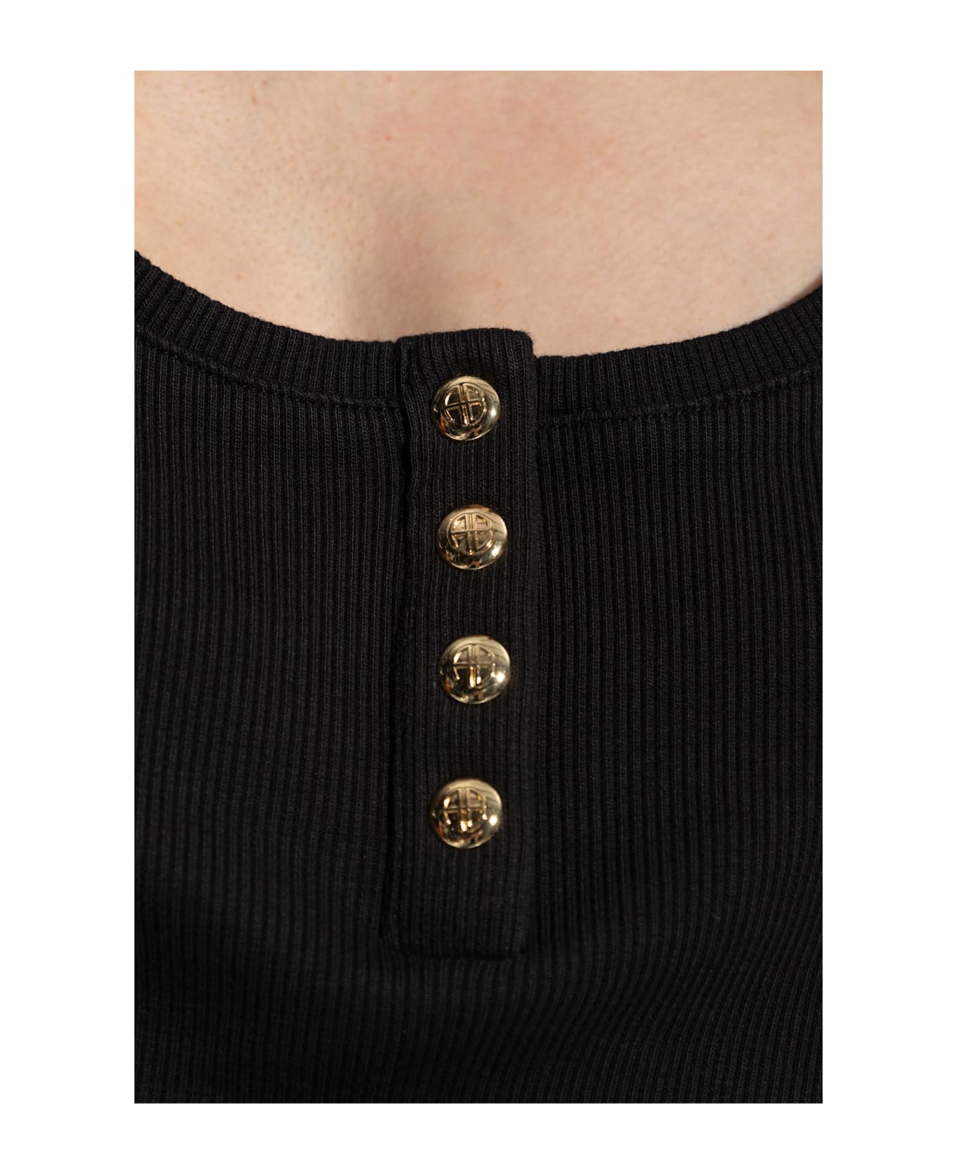 Anine Bing Ribbed Top 
alessia
 - Nero