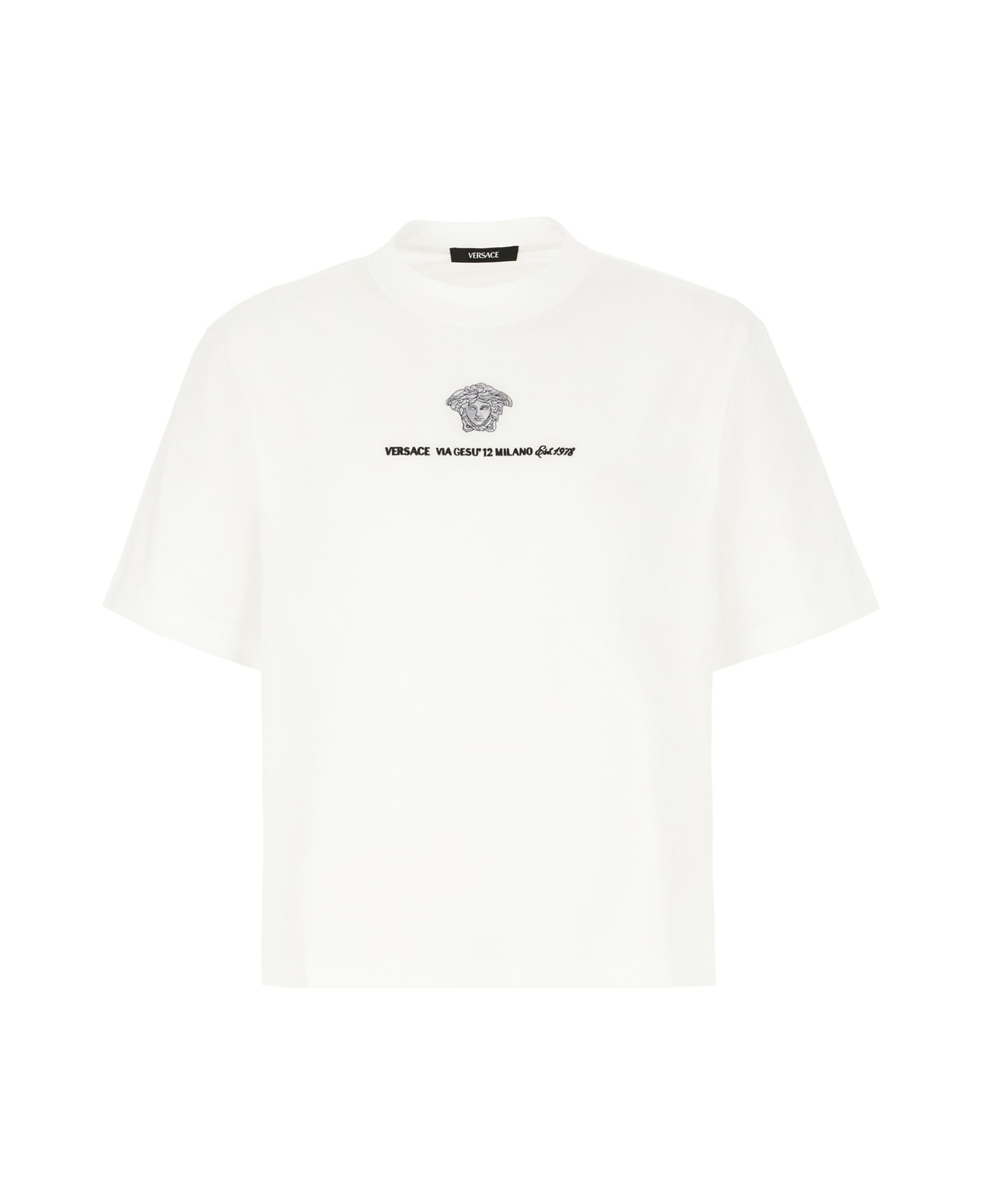 Versace White Cotton T-shirt - OPTICALWHITE