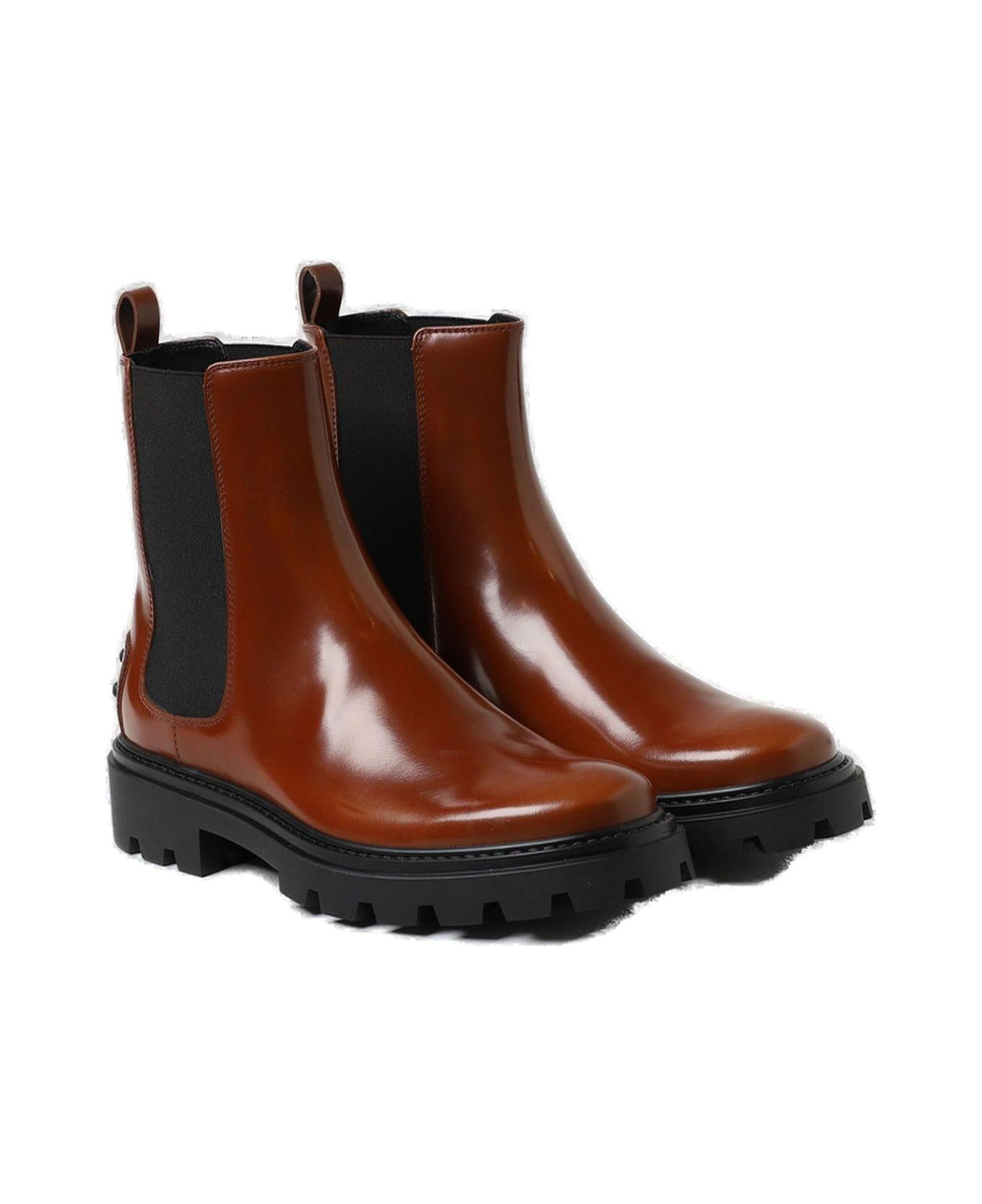 Tod's Studded Round Toe Chelsea Boots - Brown