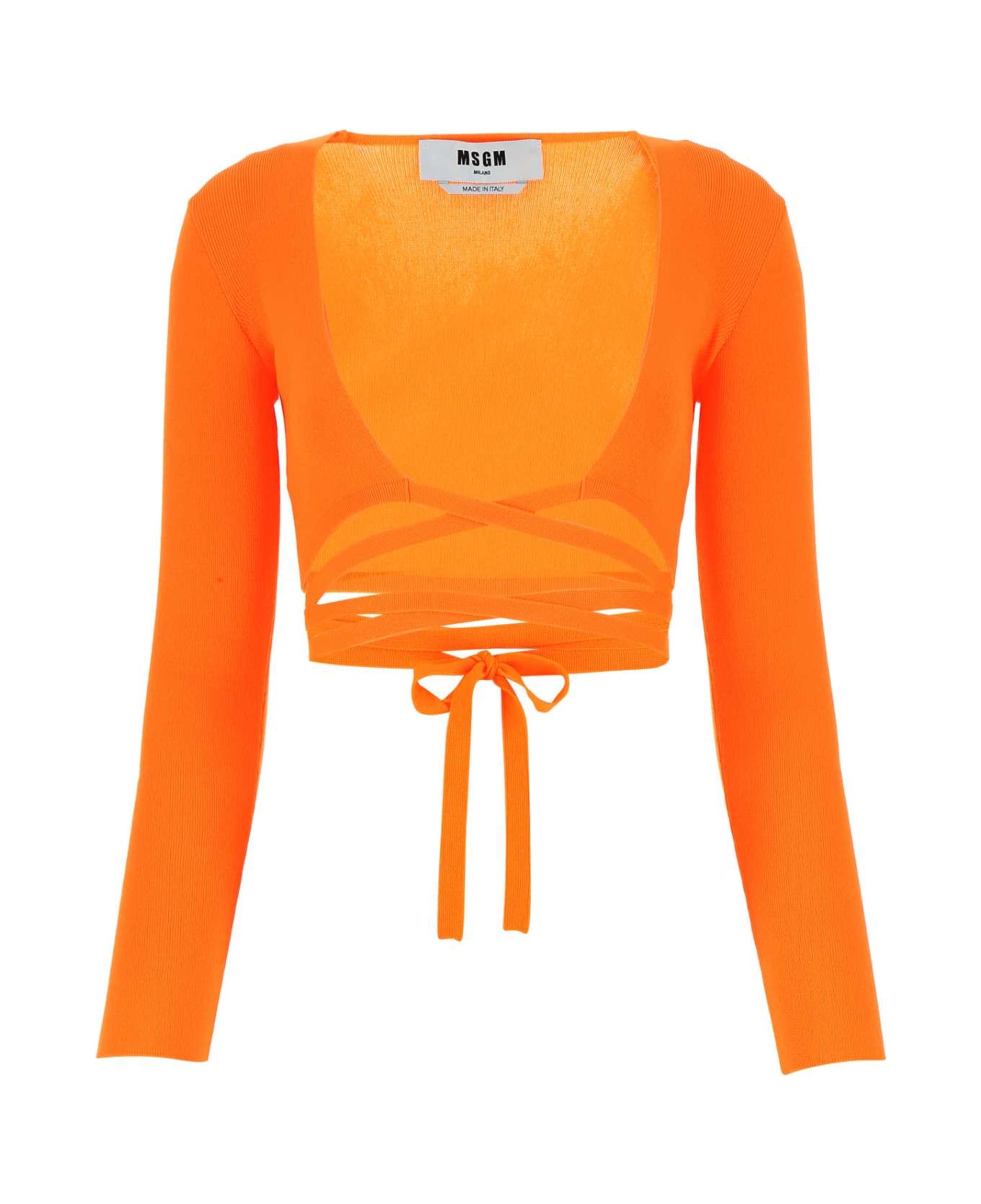 MSGM Orange Stretch Polyester Blend Cardigan - 09 フリース