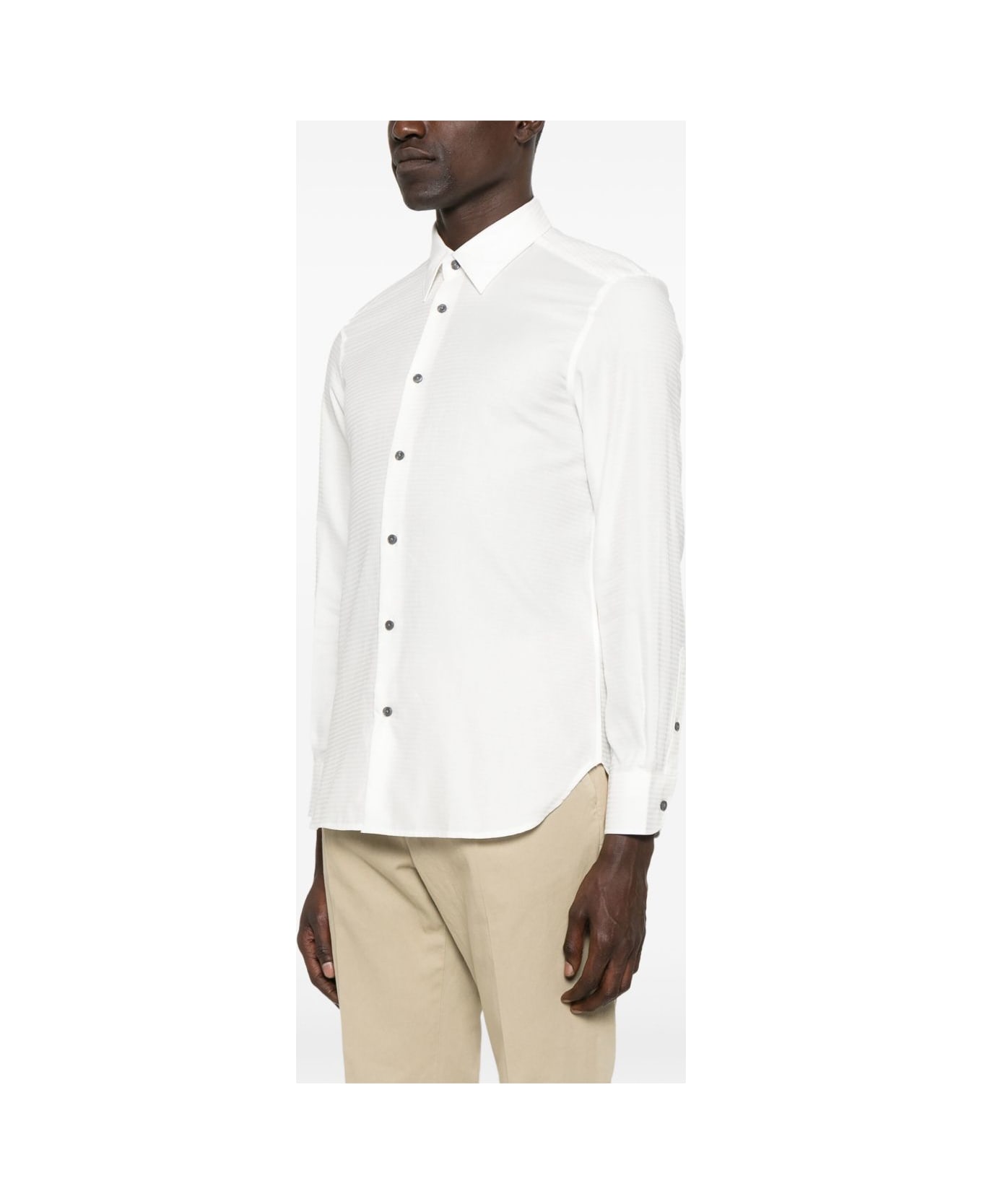 Emporio Armani Allover Logo Cotton Shirt - White