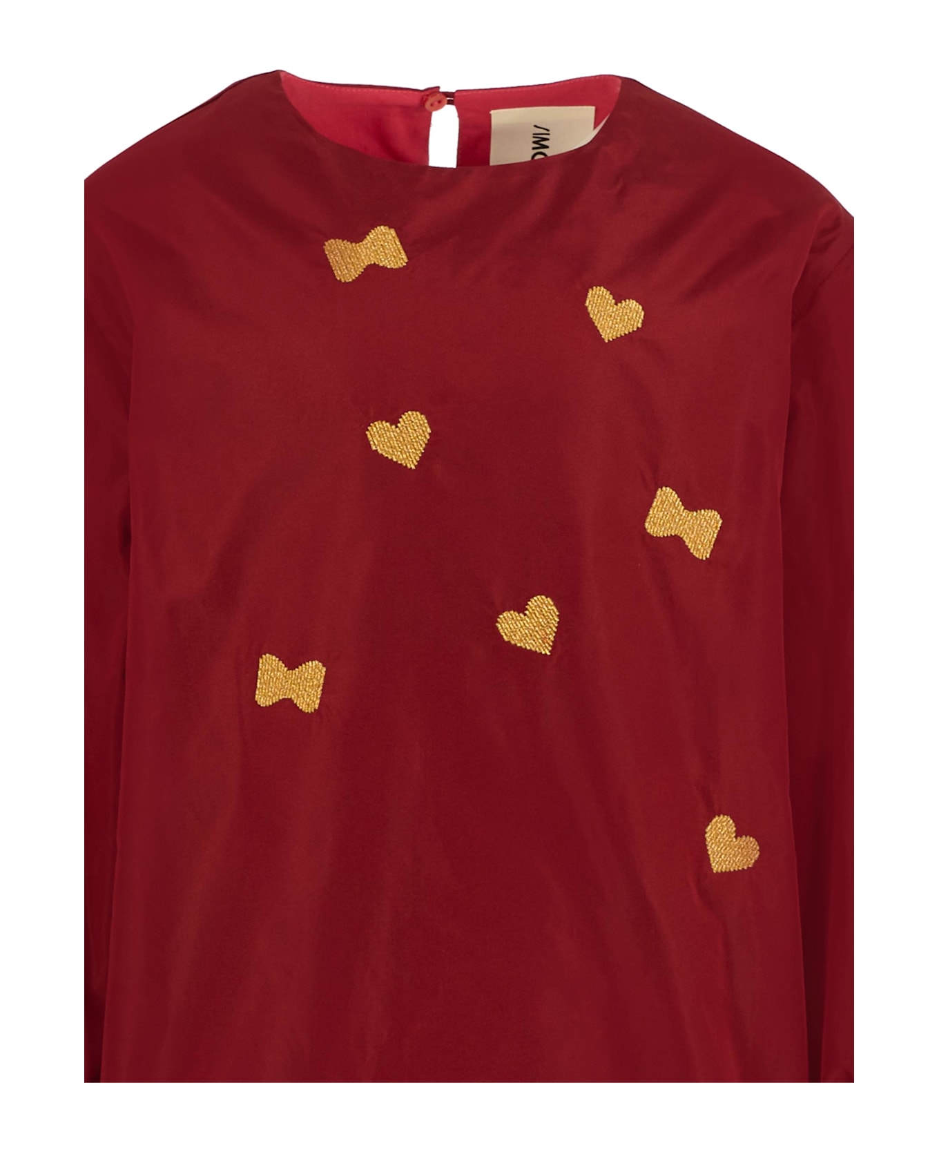 Simonetta Burgundy Dress For Girl With Hearts - Bordeaux