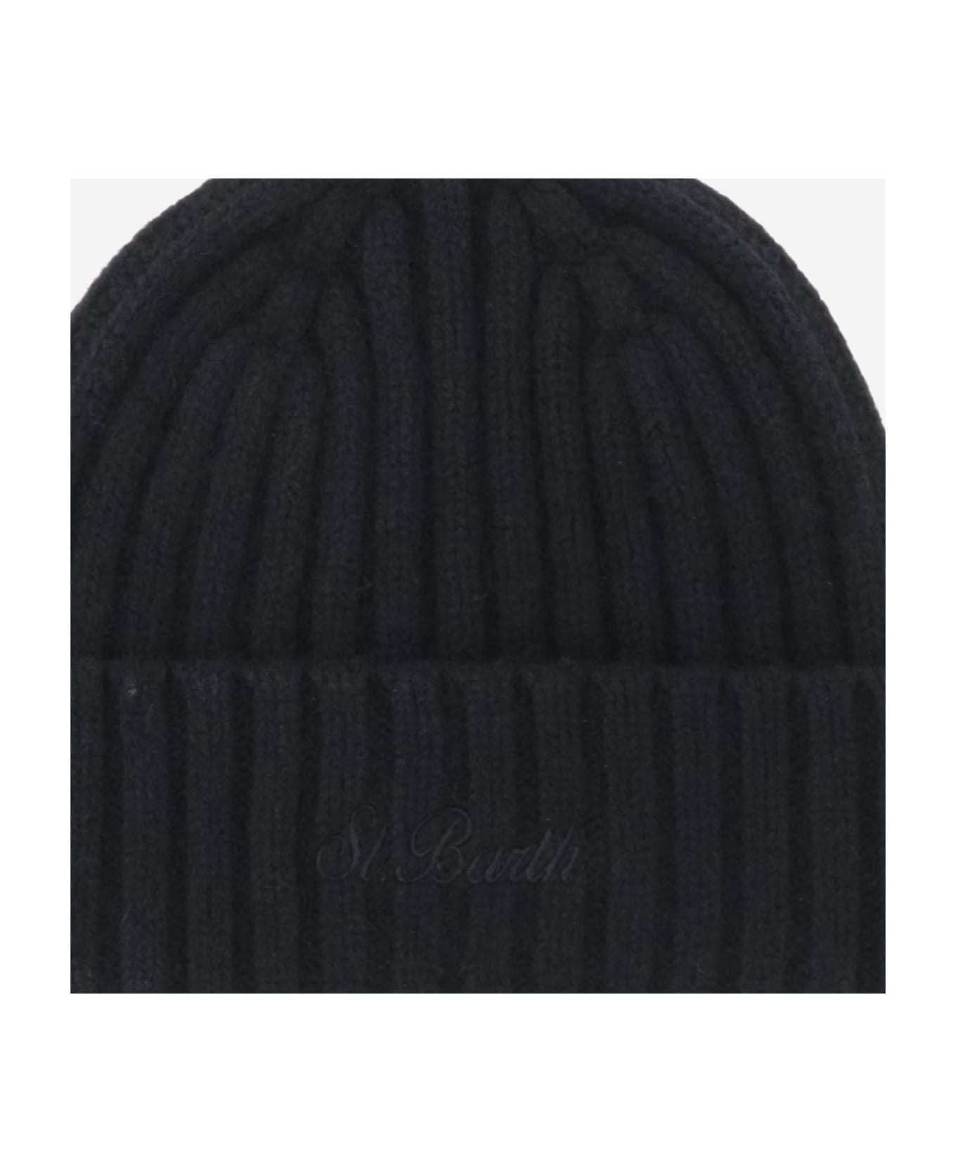 MC2 Saint Barth Wool Beanie With Logo - Black