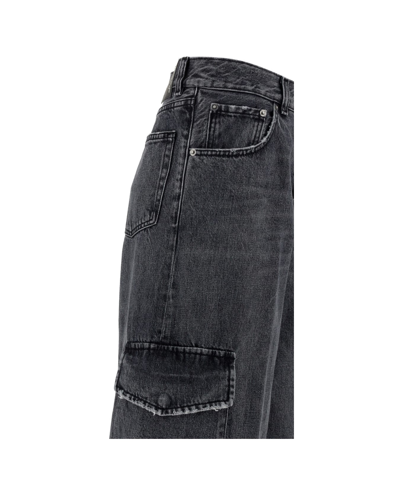 Haikure Bethany Marble Cargo Jeans - BLACK