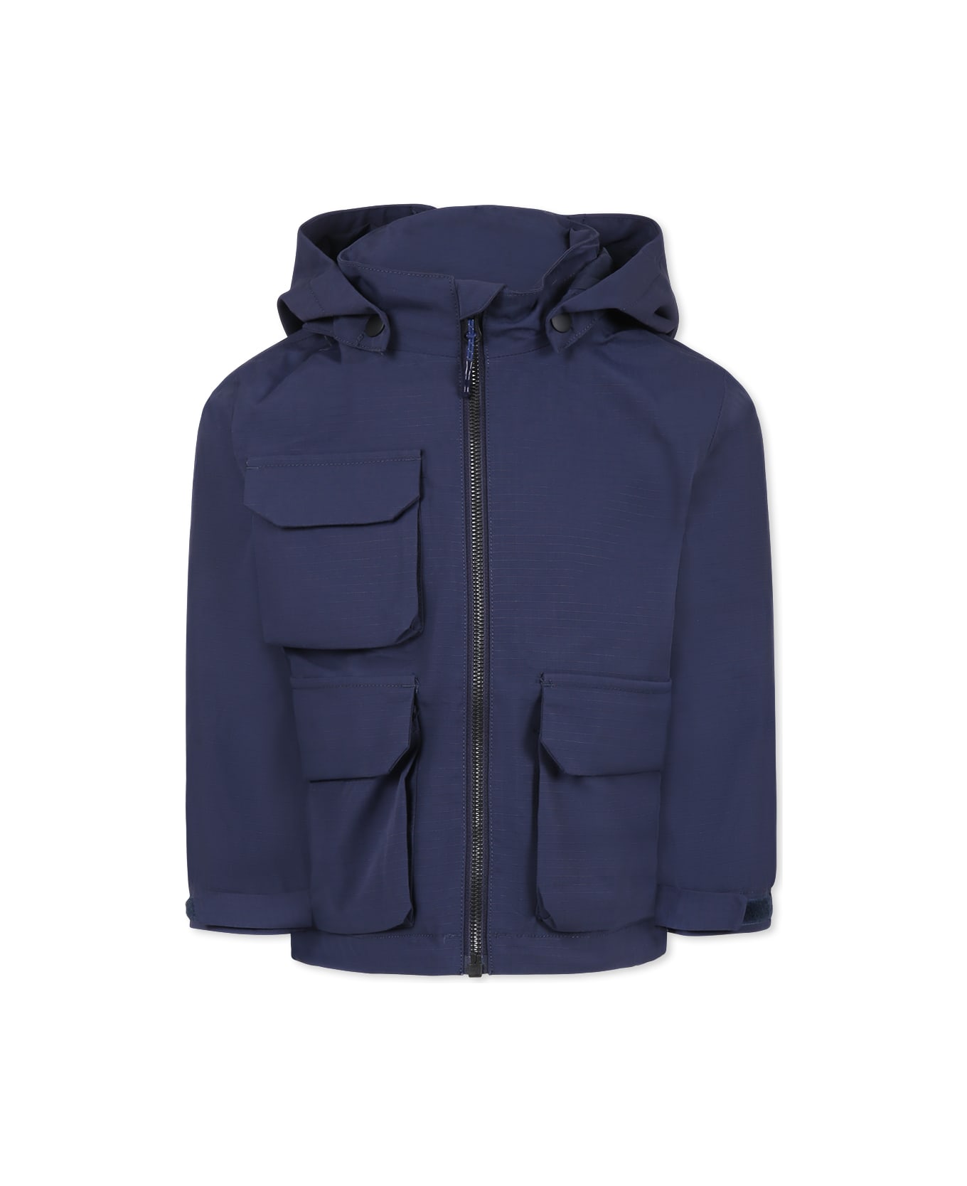 Molo Blue Windbreaker Jacket For Boy With Logo - Blue
