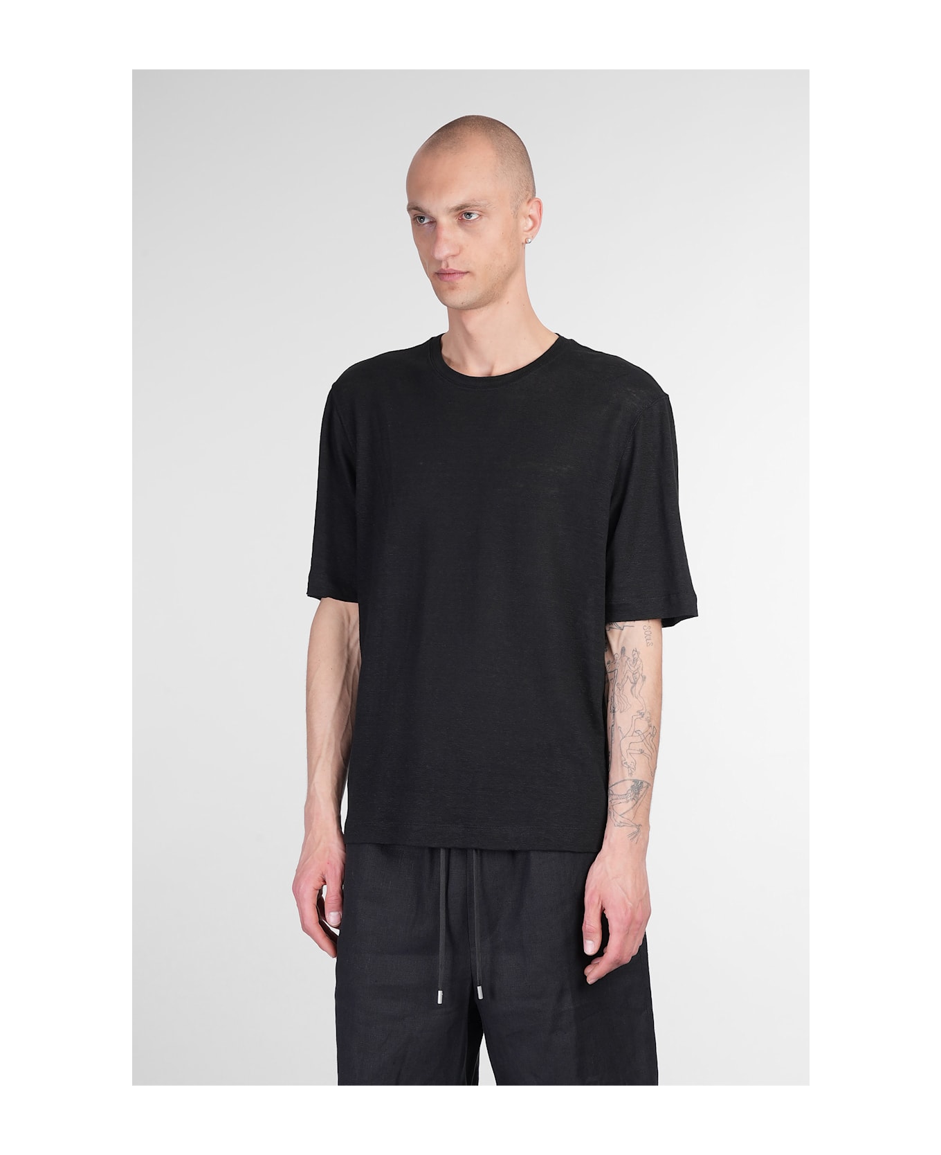 Lardini T-shirt In Black Linen - black