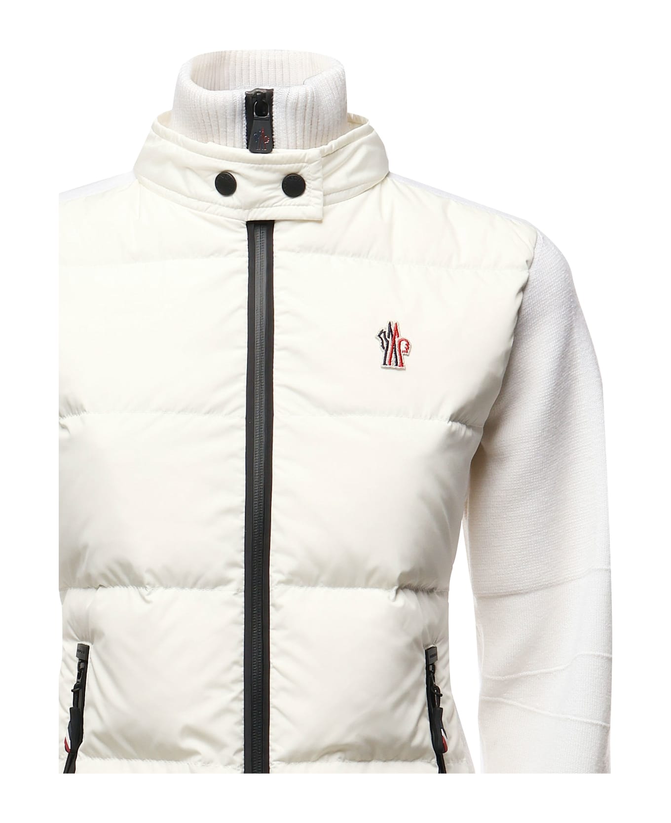 Moncler Padded Wool Cardigan With Zipper - White