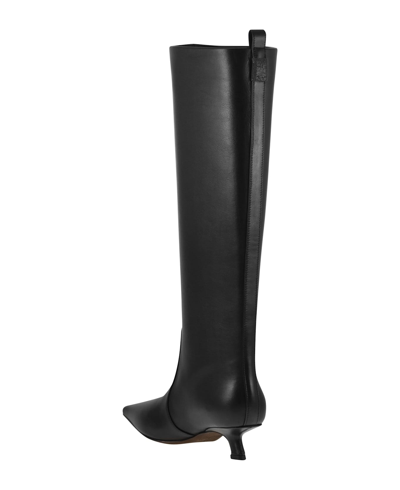 Brunello Cucinelli Nappa Leather Boots With Shiny Loop Detail - Black