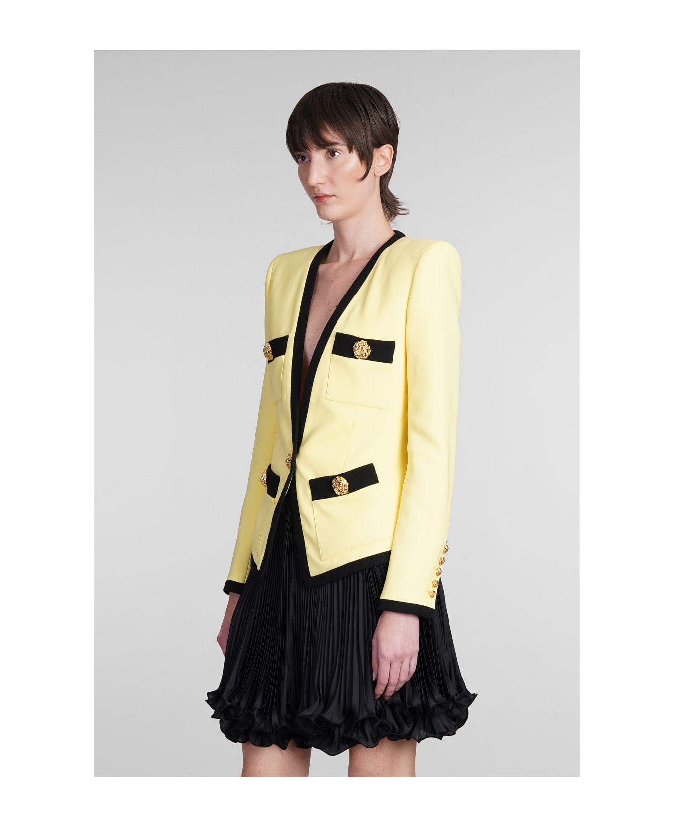 Balmain Blazer In Yellow Viscose - yellow