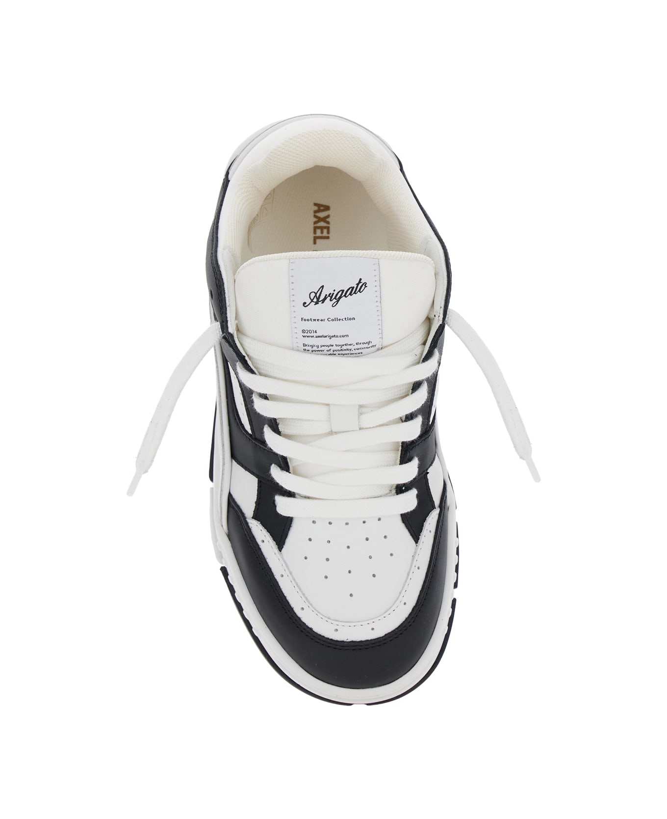 Axel Arigato 'area Lo' Black And White Low Top Sneakers With Laminated Leather In Leather Blend Woman - White/black