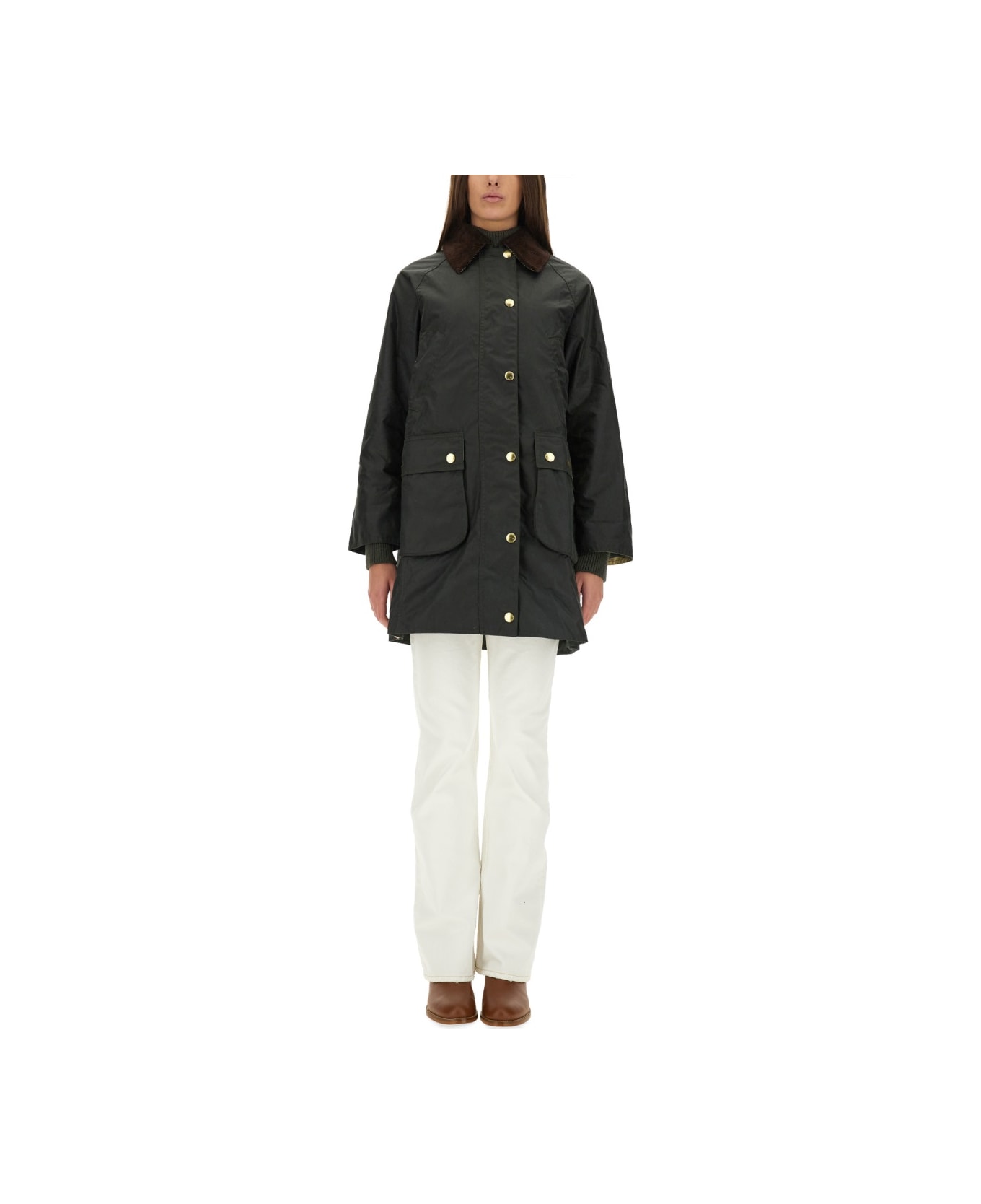 Barbour Long Waxed Jacket "beadnell" - GREEN
