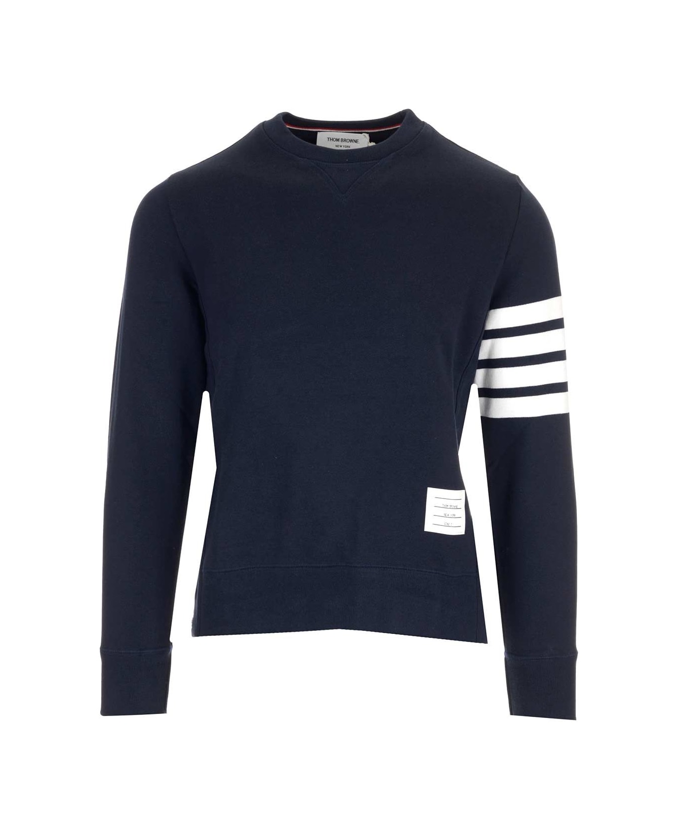 Thom Browne Blue 
4-bar
 Crewneck Sweatshirt - navy
