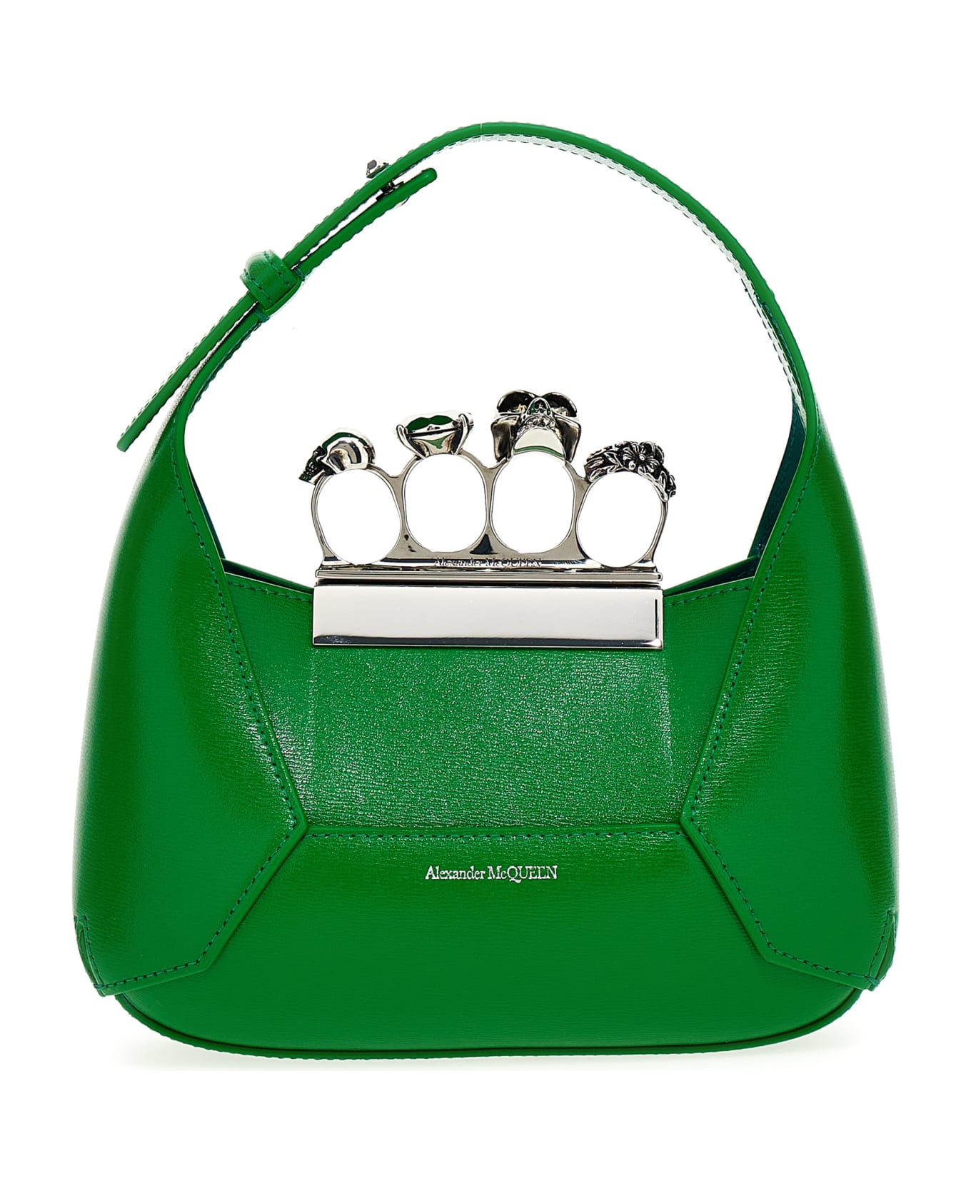 Alexander McQueen The Jewelled Hobo Mini Bag In Bright Green - Verde
