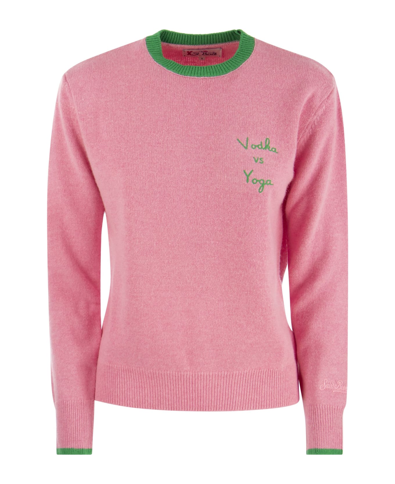 MC2 Saint Barth Wool And Cashmere Blend Jumper With Vodka Vs Yoga Embroidery - Pink