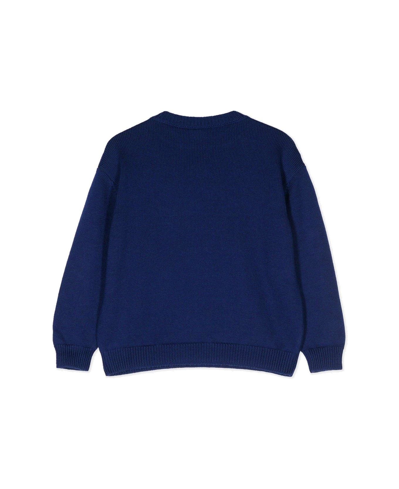 Fendi Logo Lettering Crewneck Jumper - Blu