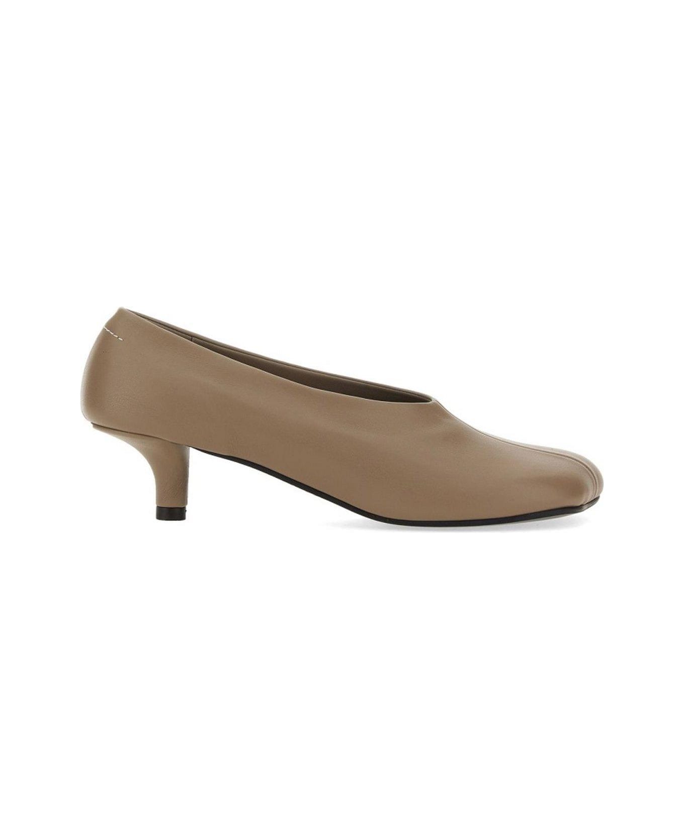 MM6 Maison Margiela Asymmetric Toe Pumps - Fossil