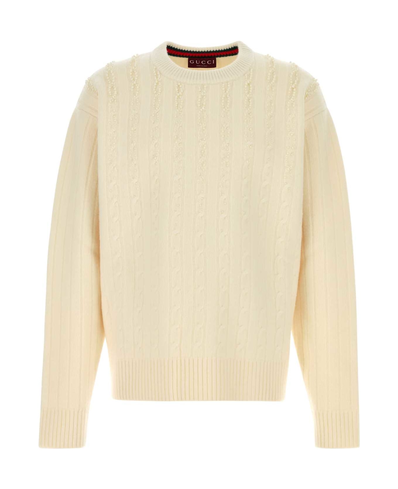 Gucci Ivory Wool Blend Sweater - WHITEMIX