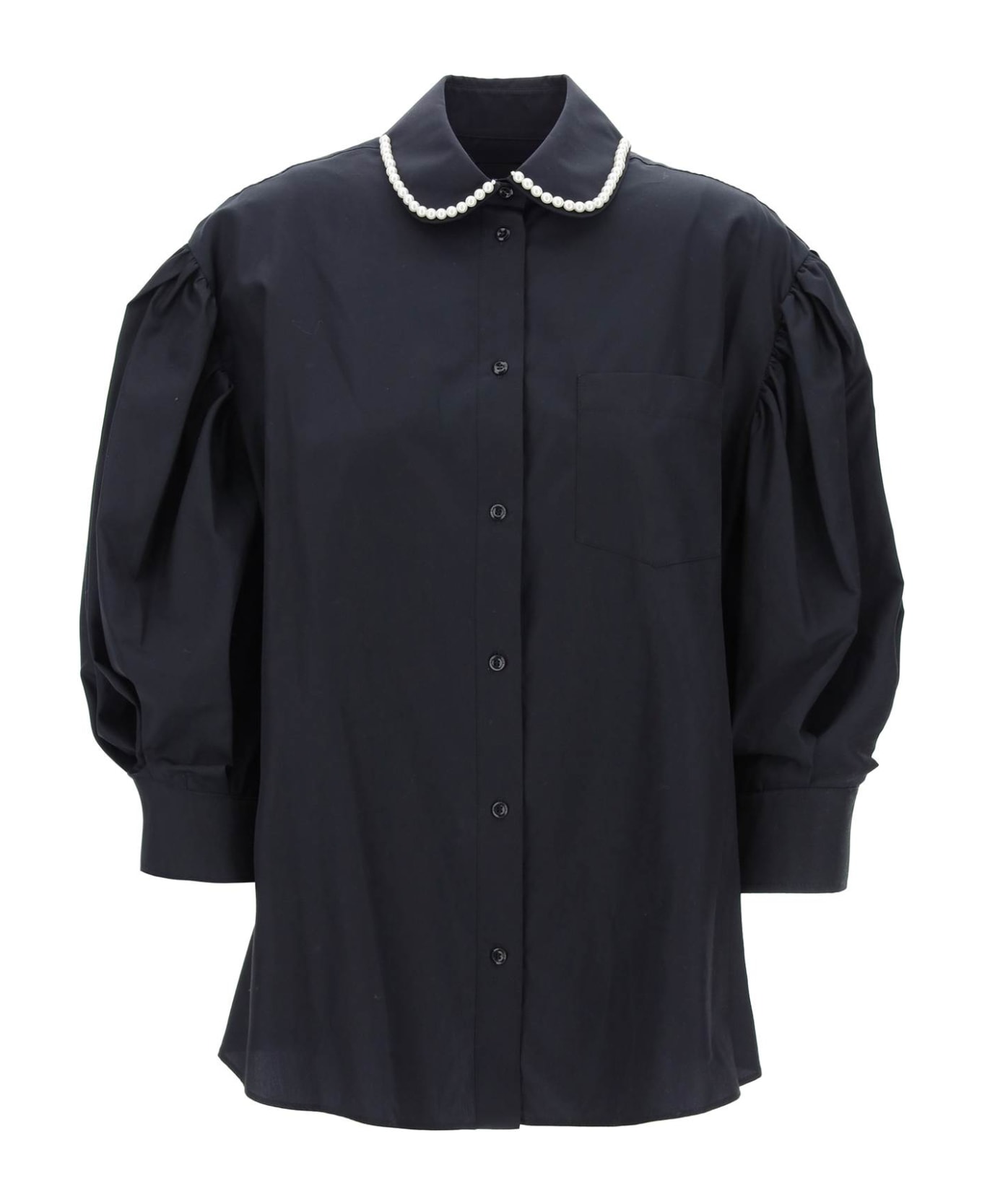 Simone Rocha Puff Sleeve Shirt With Embellishment - BLACK PEARL (Black)
