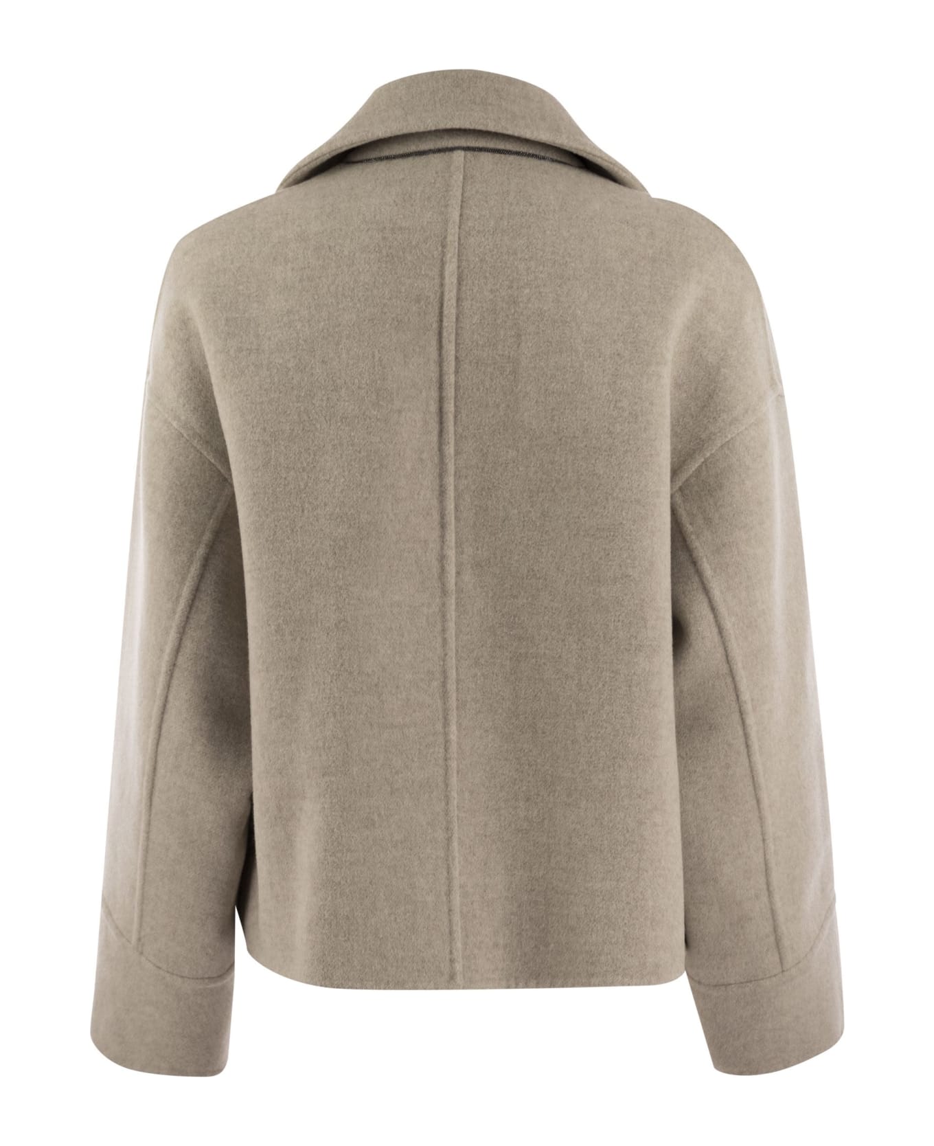 Brunello Cucinelli Double-breasted Wool And Cashmere Short Coat - Beige