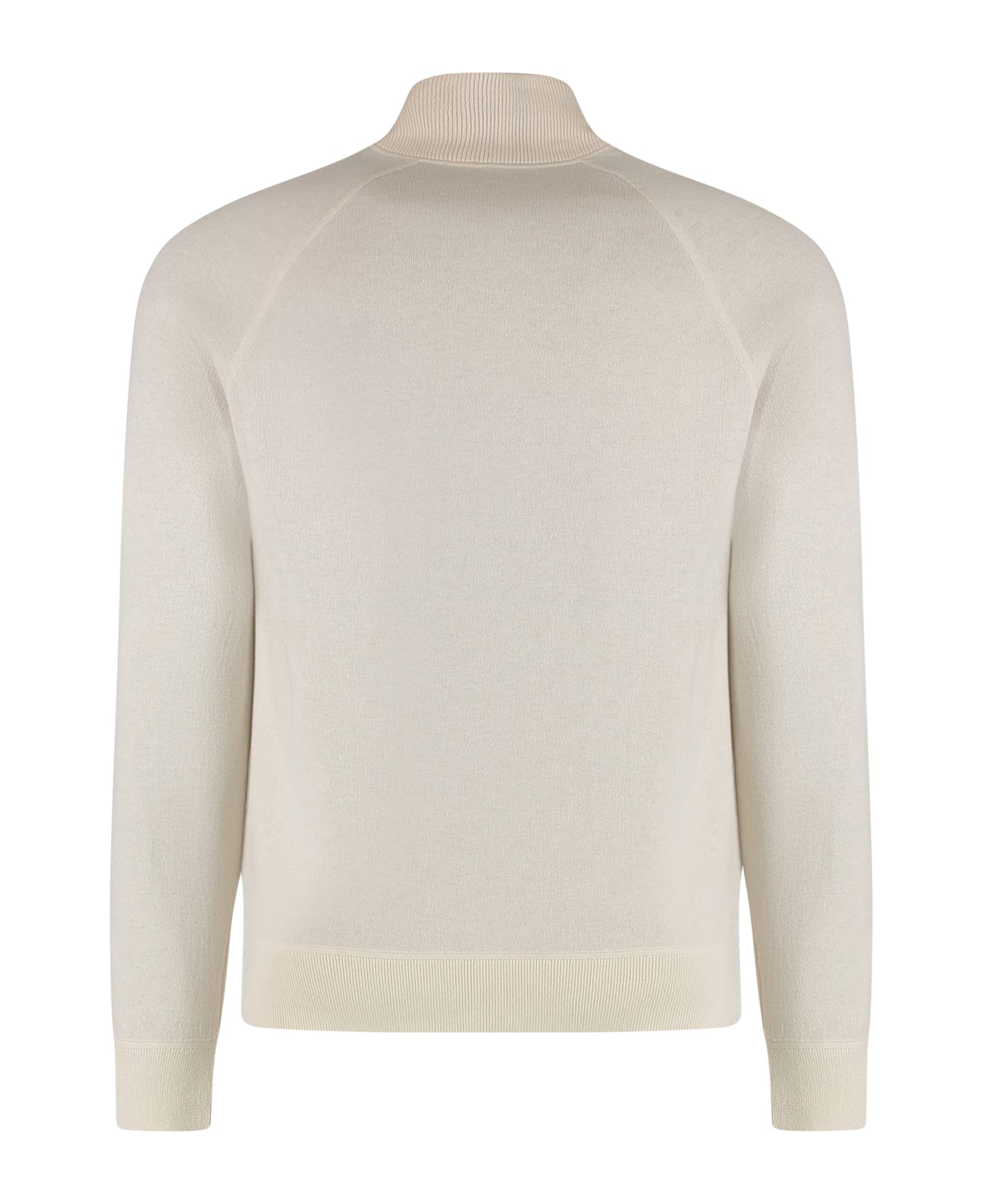 Hugo Boss High Collar Zipped Cardigan - panna