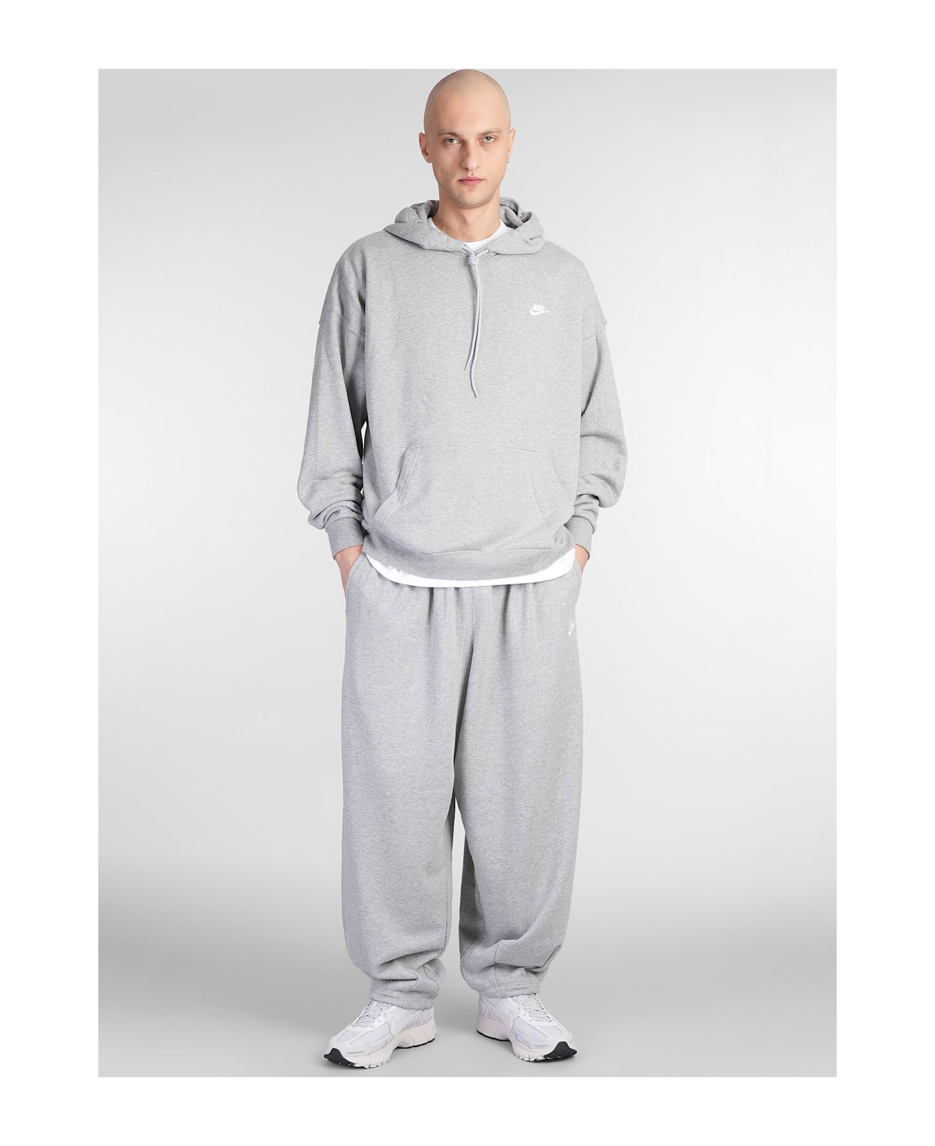 Nike Club Ft Oversized Hd Sweatshirt In Grey Cotton - grey