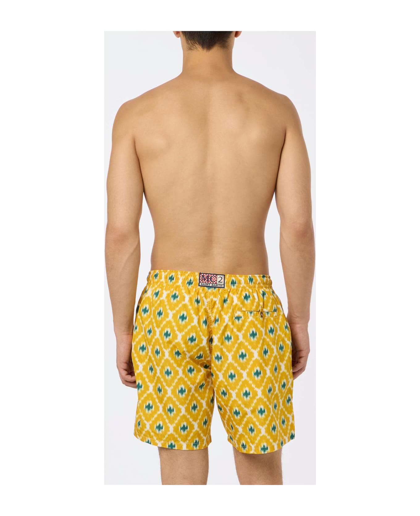 MC2 Saint Barth Man Swim Shorts With Geometric Print - YELLOW