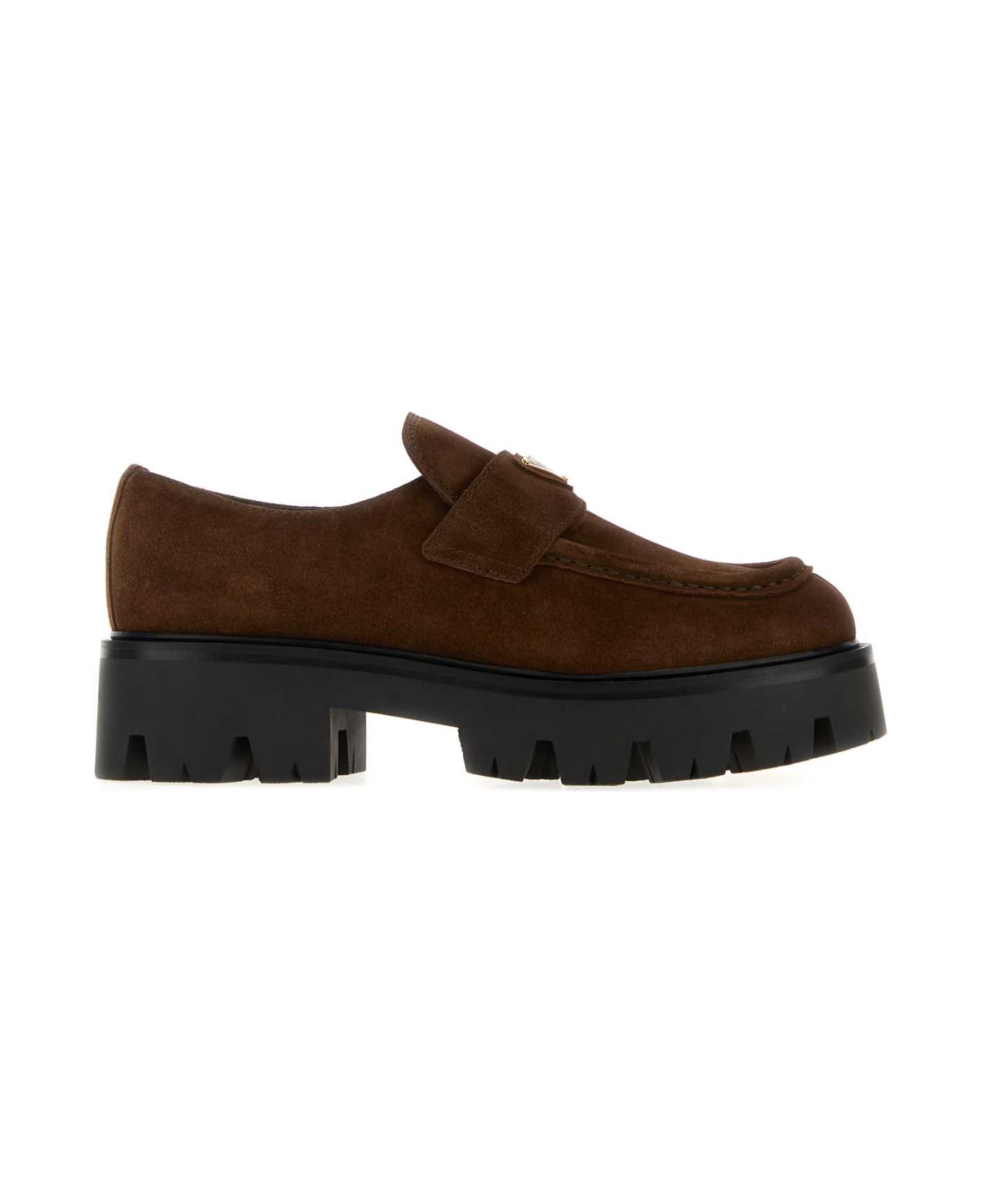 Prada Brown Suede Loafers - CACAO