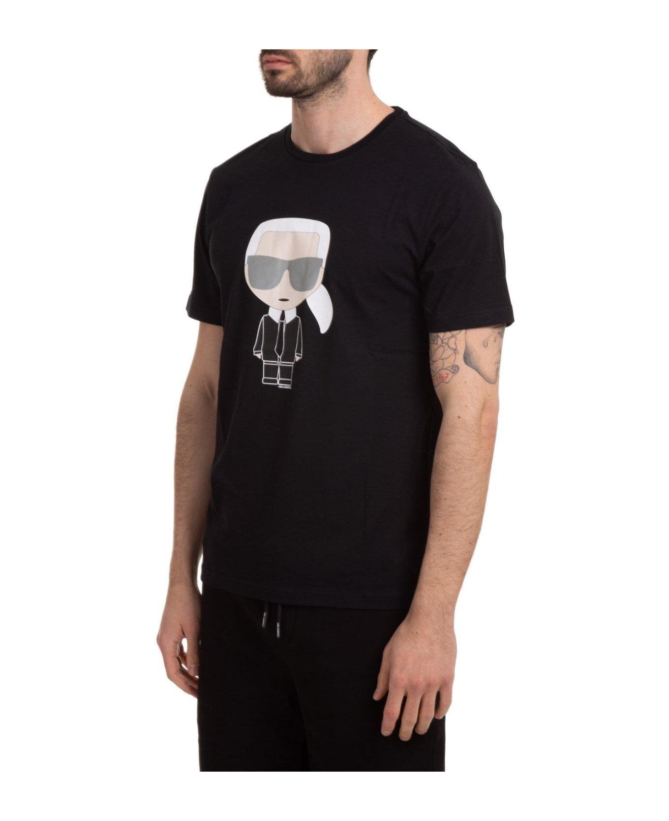 Karl Lagerfeld Karl Printed Crewneck T-shirt - BLACK