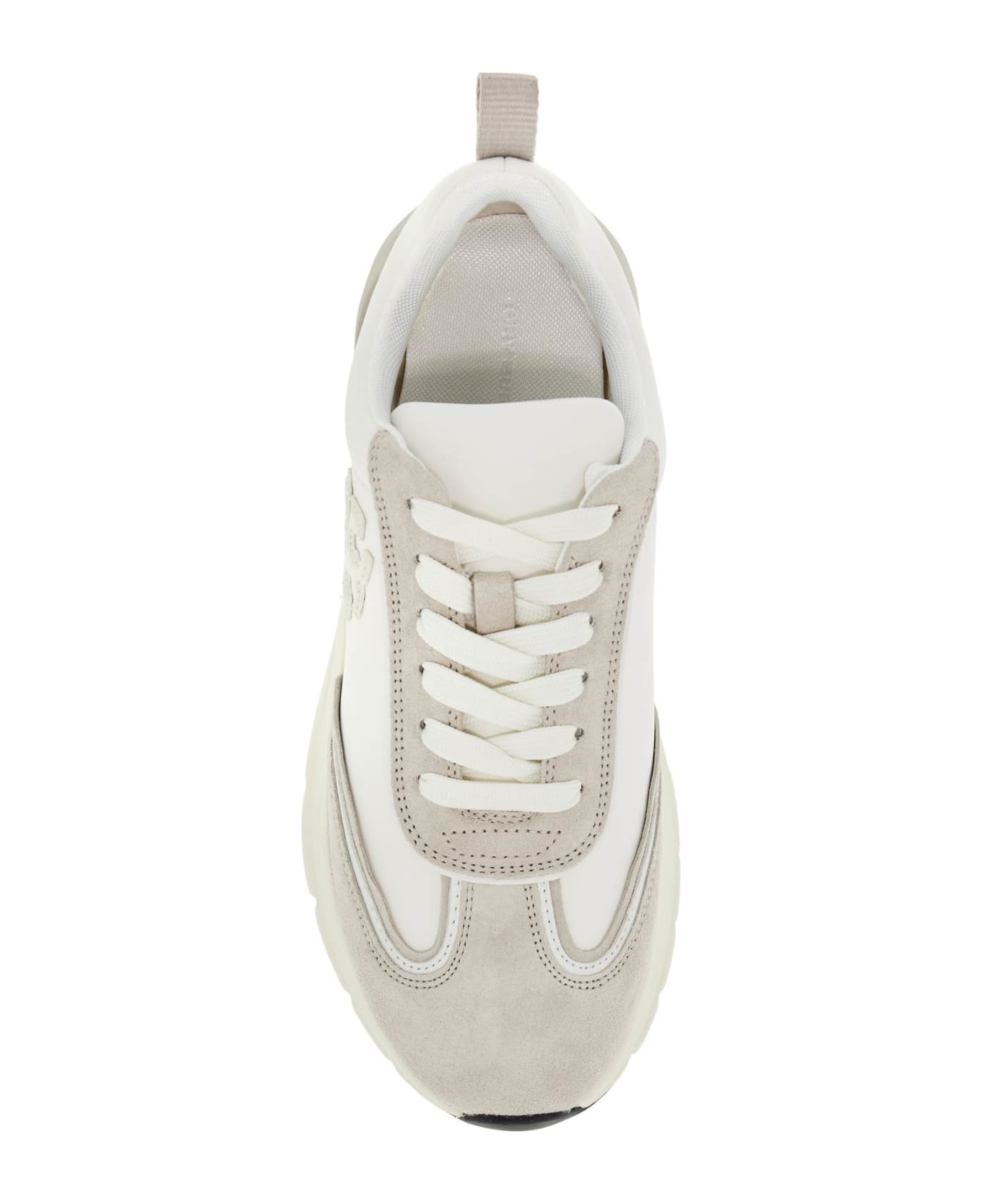 Tory Burch Good Luck Leather Sneakers - BIANCO / BIANCO / FOSSIL STONE (White)