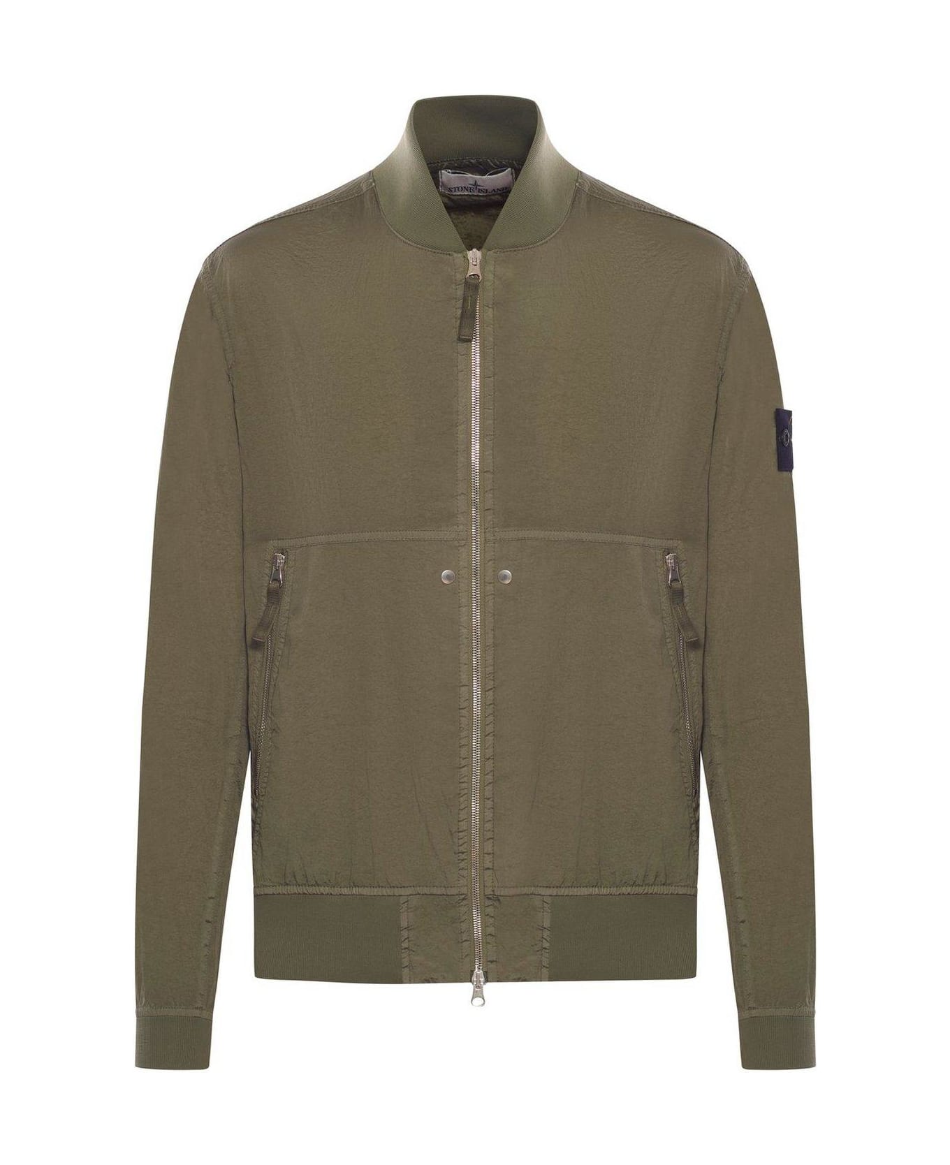 Stone Island Logo-patch Zipped Jacket - Green