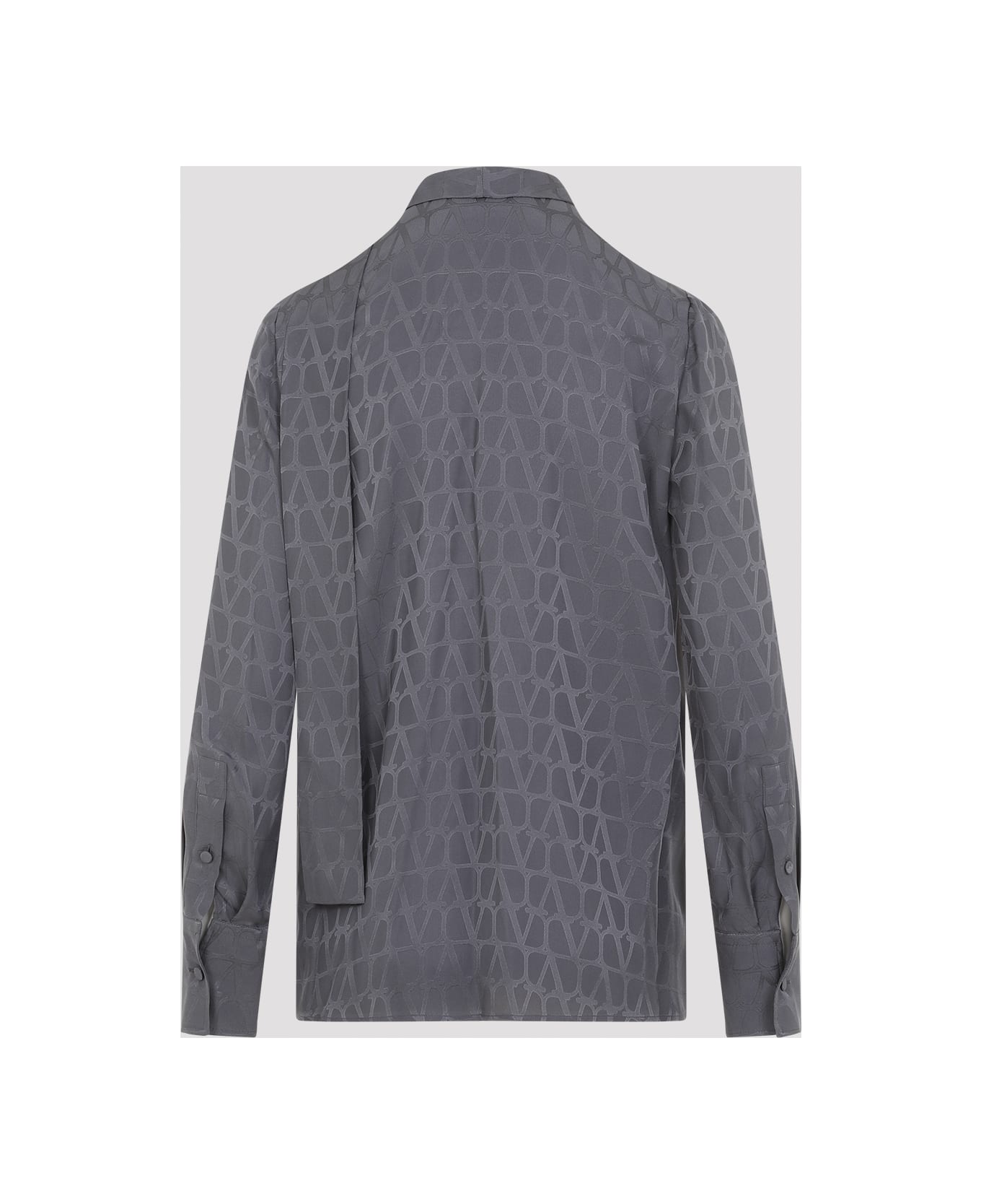 Valentino Garavani Toile Iconographe Silk Blouse - Mxe Stone Grey