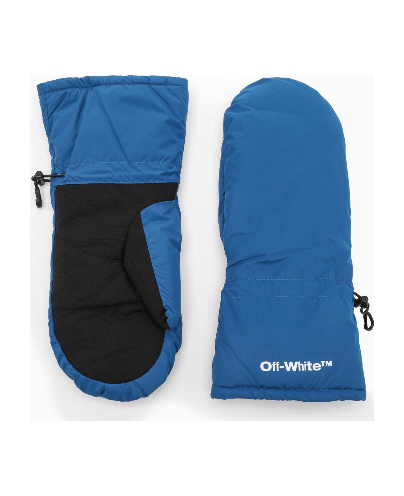 Off-White Blue Ski Mittens With Logo - Blue