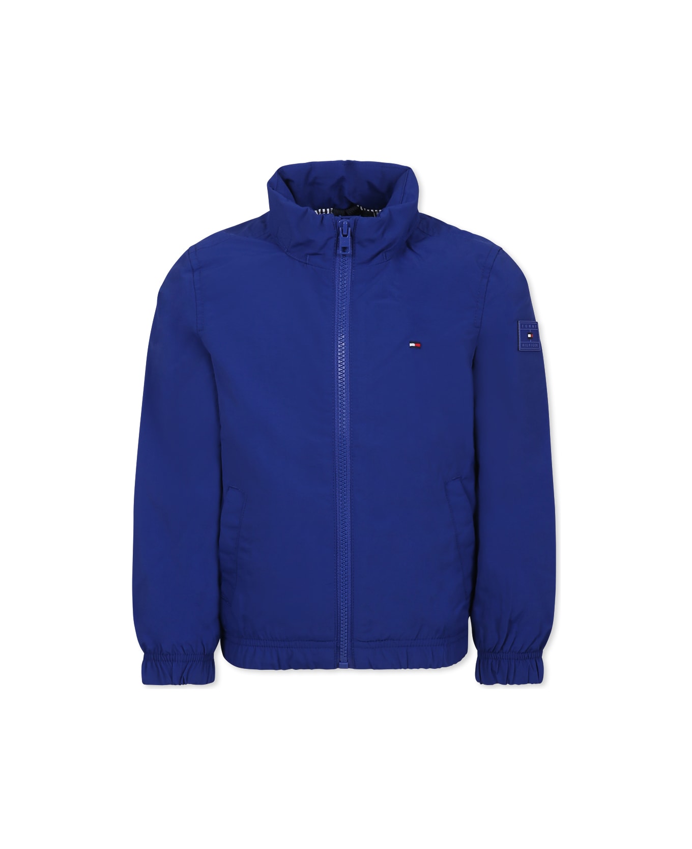 Tommy Hilfiger Blue Windbreaker Jacket For Boy With Logo - Blue