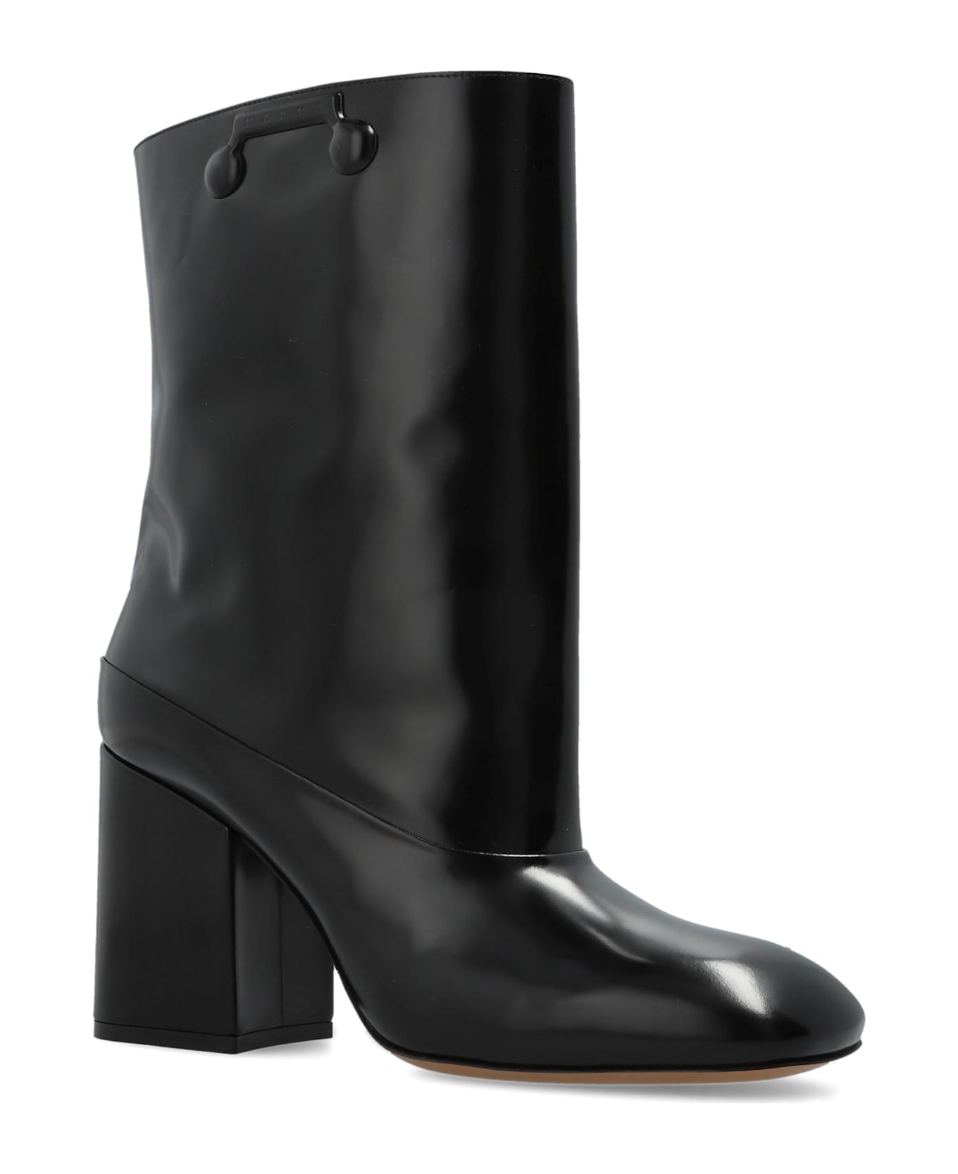 Marni Leather Heeled Ankle Boots - Nero